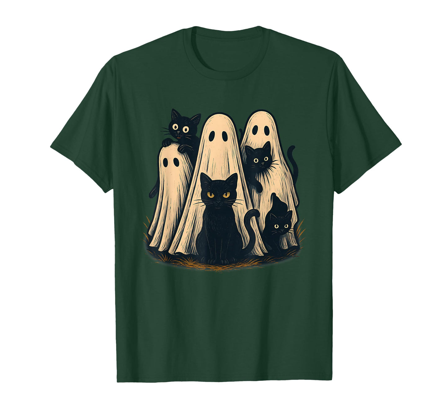Ghosts Holding Black Cats Halloween Ghost Cat Lovers T-Shirt