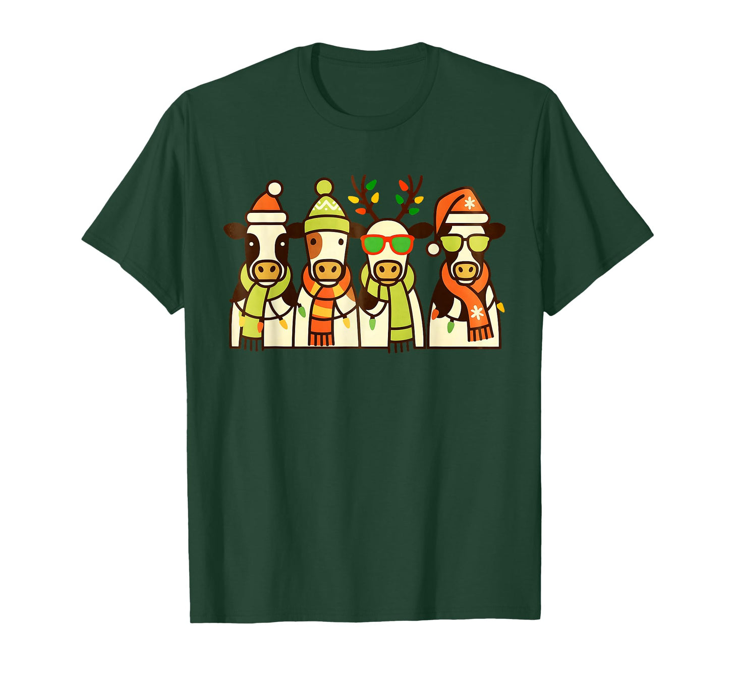 Funny Cow Christmas Lights Western Xmas Santa Farm Animal T-Shirt