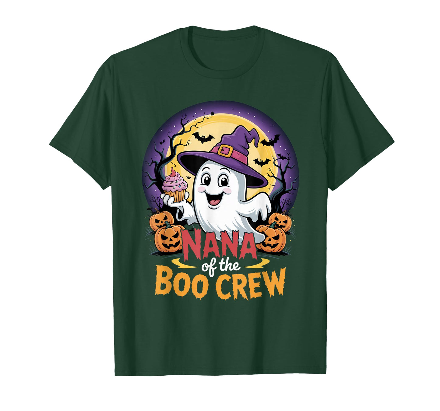 Nana of The Boo Crew Ghost Halloween Outfit Cupcake Pumpkin T-Shirt