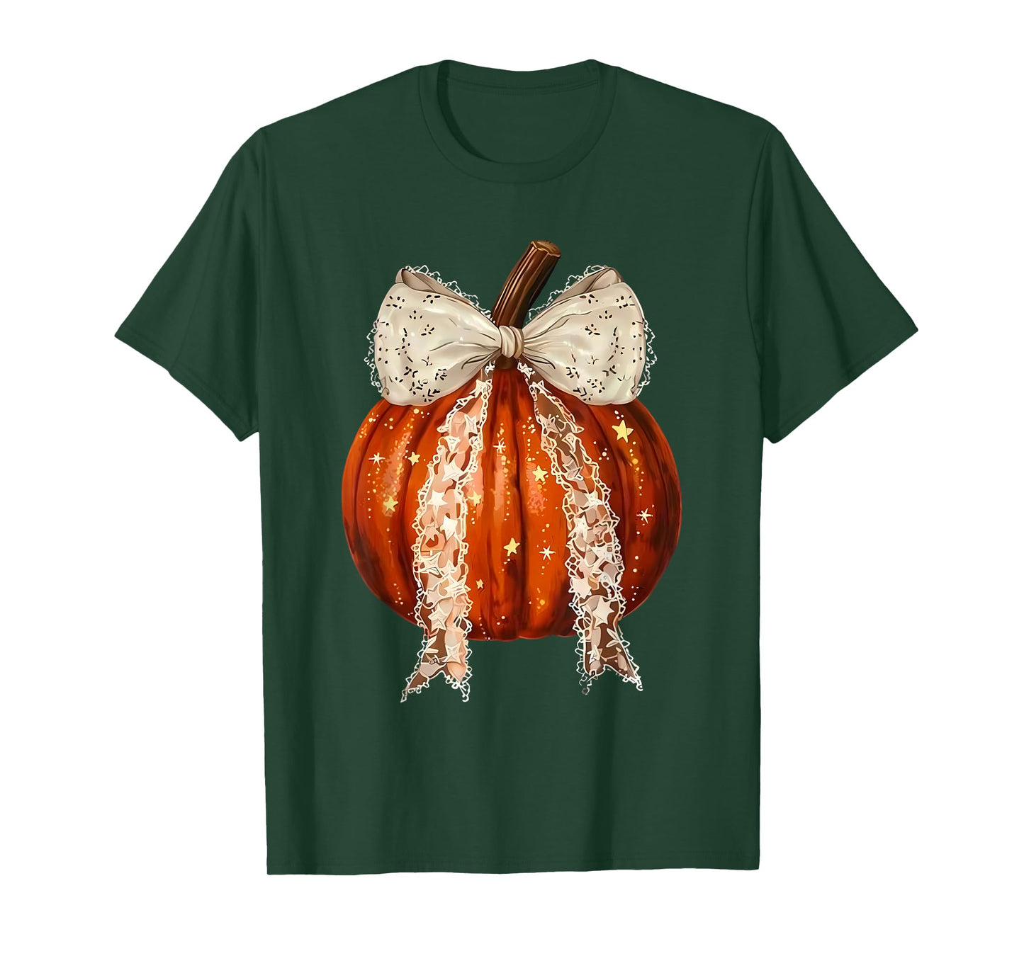 Retro Cute Patchwork Bow Pumpkin Season Autumn Fall Leaves T-Shirt