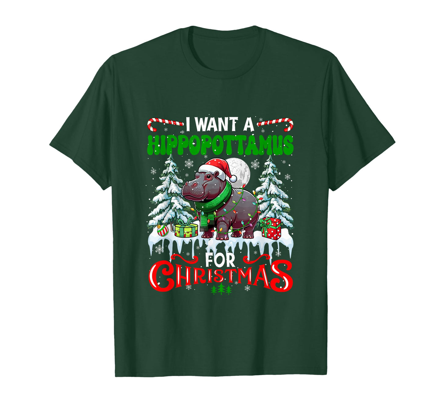 A Hippopotamus for Xmas Cute Santa Hippo Zoo Animal Lover T-Shirt