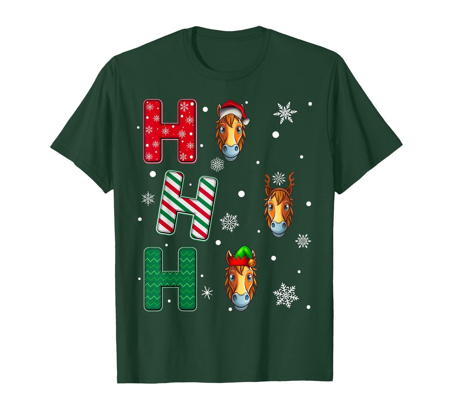 Ho Ho Ho Horse Animal Christmas Santa Elf Xmas T-Shirt