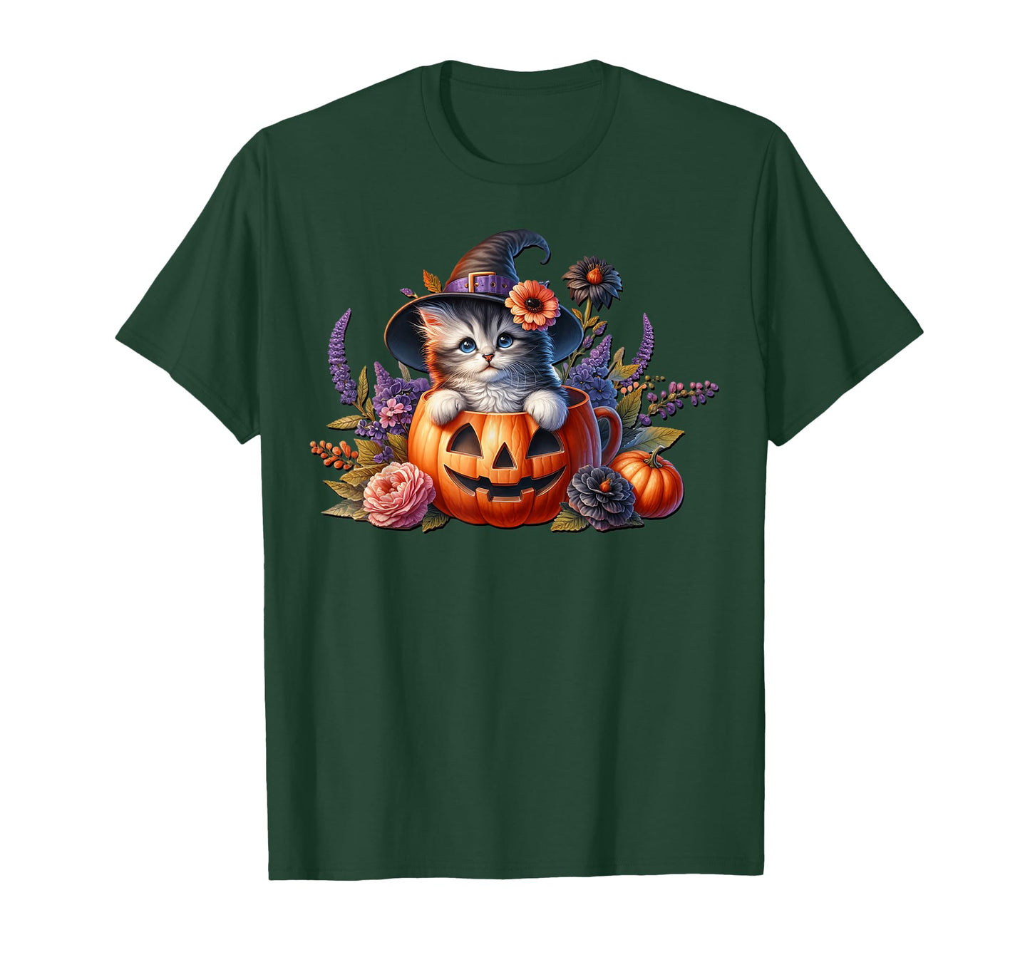 Halloween Cat in Pumpkin Face Coffee Mug Kitten for Cat Lady T-Shirt