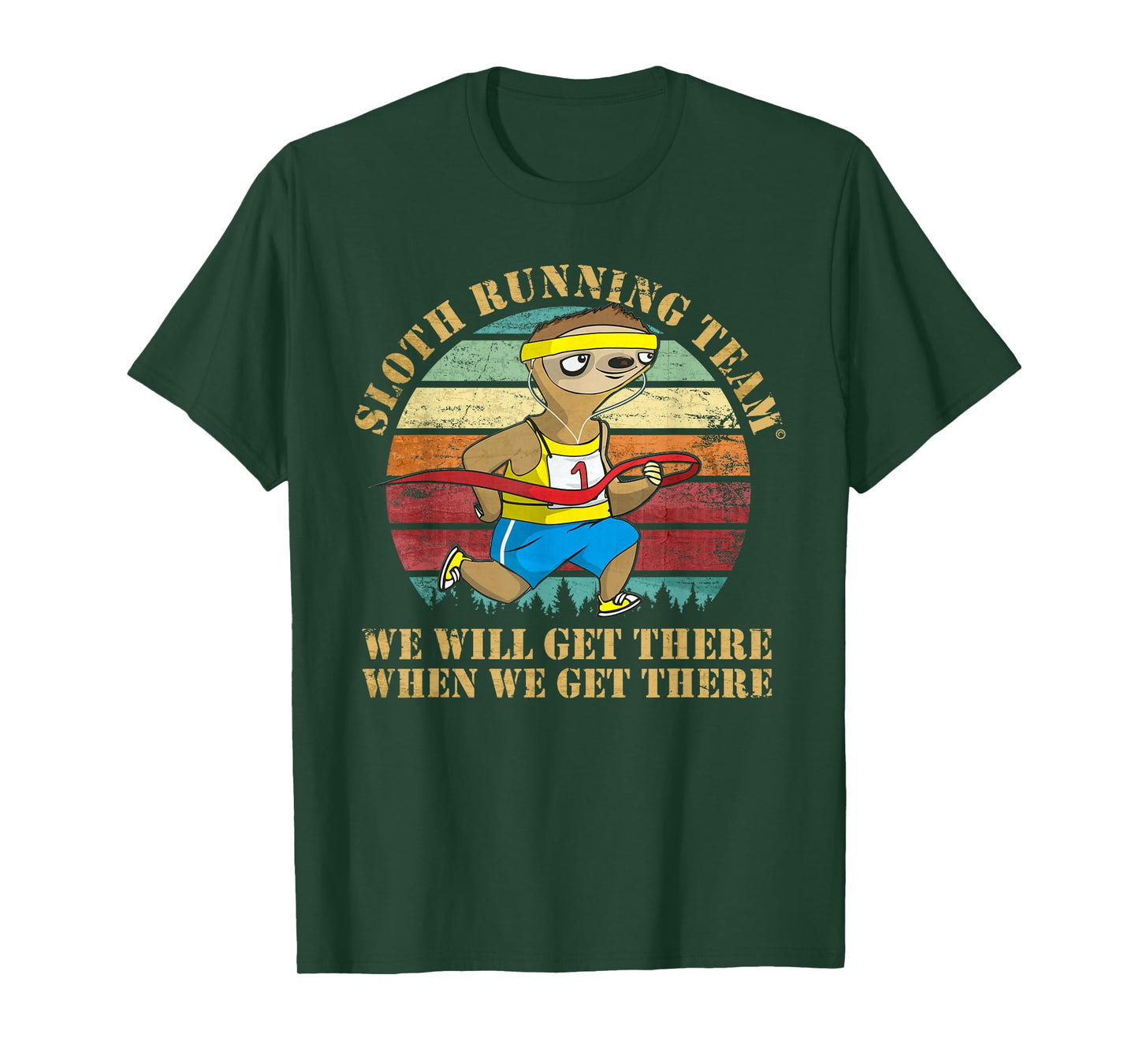 Slow Sloth Running Team We'll Get There Funny Runner Vintage T-Shirt