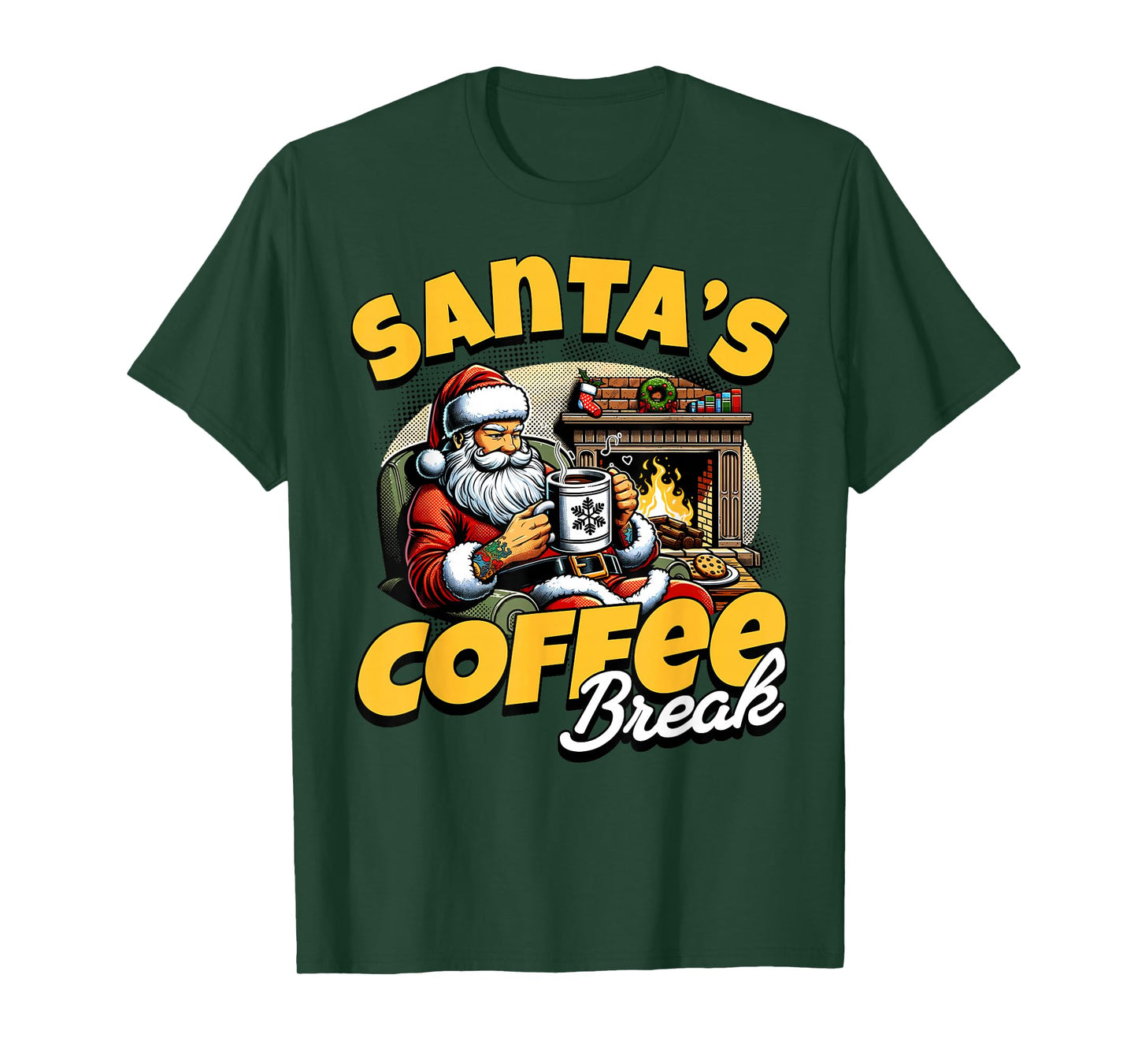 Santa’s Coffee Break Funny Holiday Caffeine Lovers T-Shirt