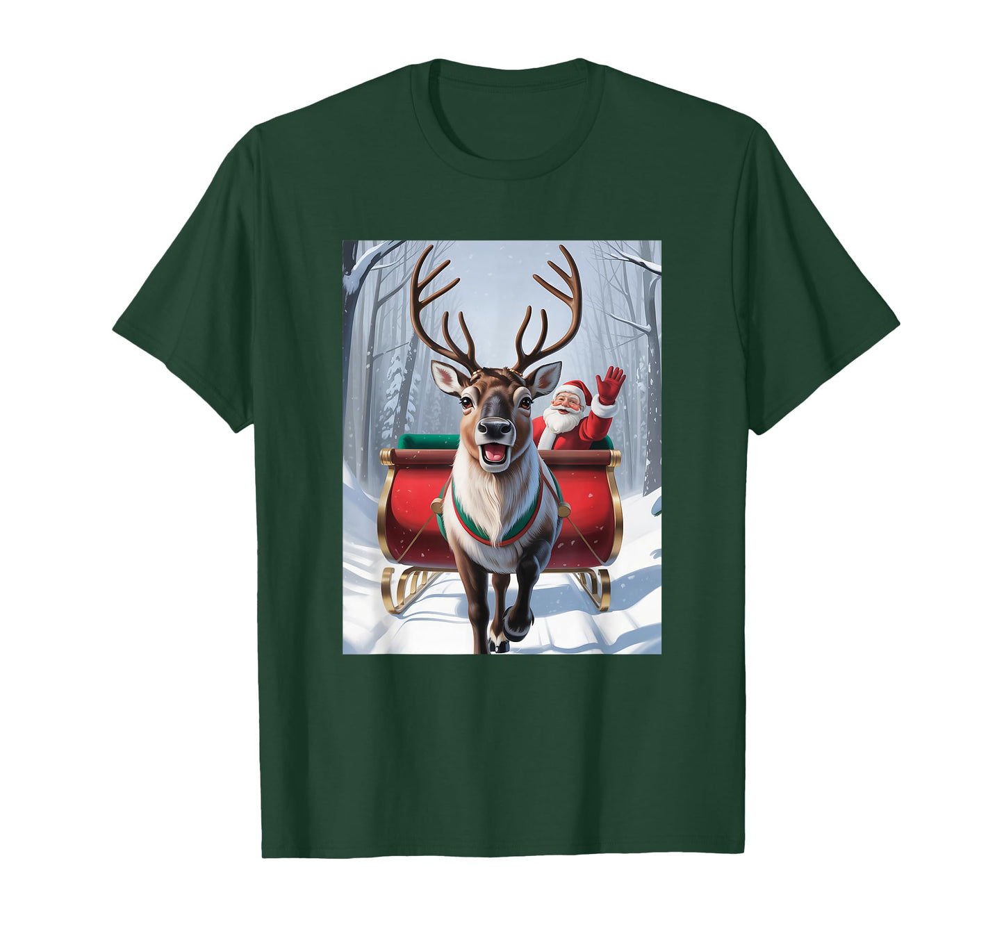 Funny Reindeer Selfie Santa Christmas for Men Women Kid T-Shirt