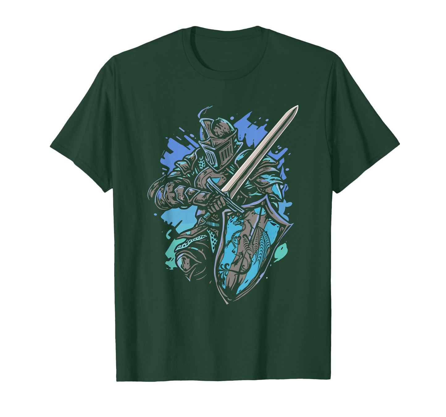 Medieval Knight Armor Sword Shield Vintage Men Boys Graphic T-Shirt