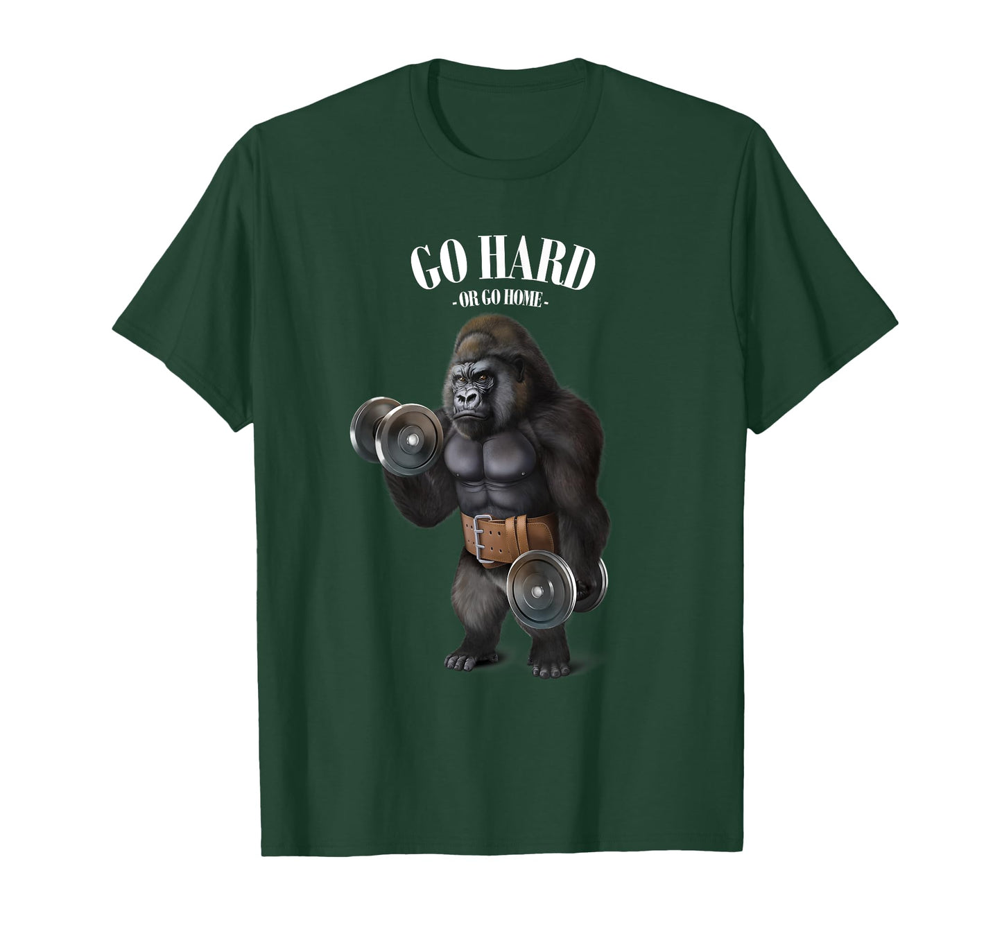 Gorilla Muscle Training with Dumbbell in Fitness Gym T-Shirt