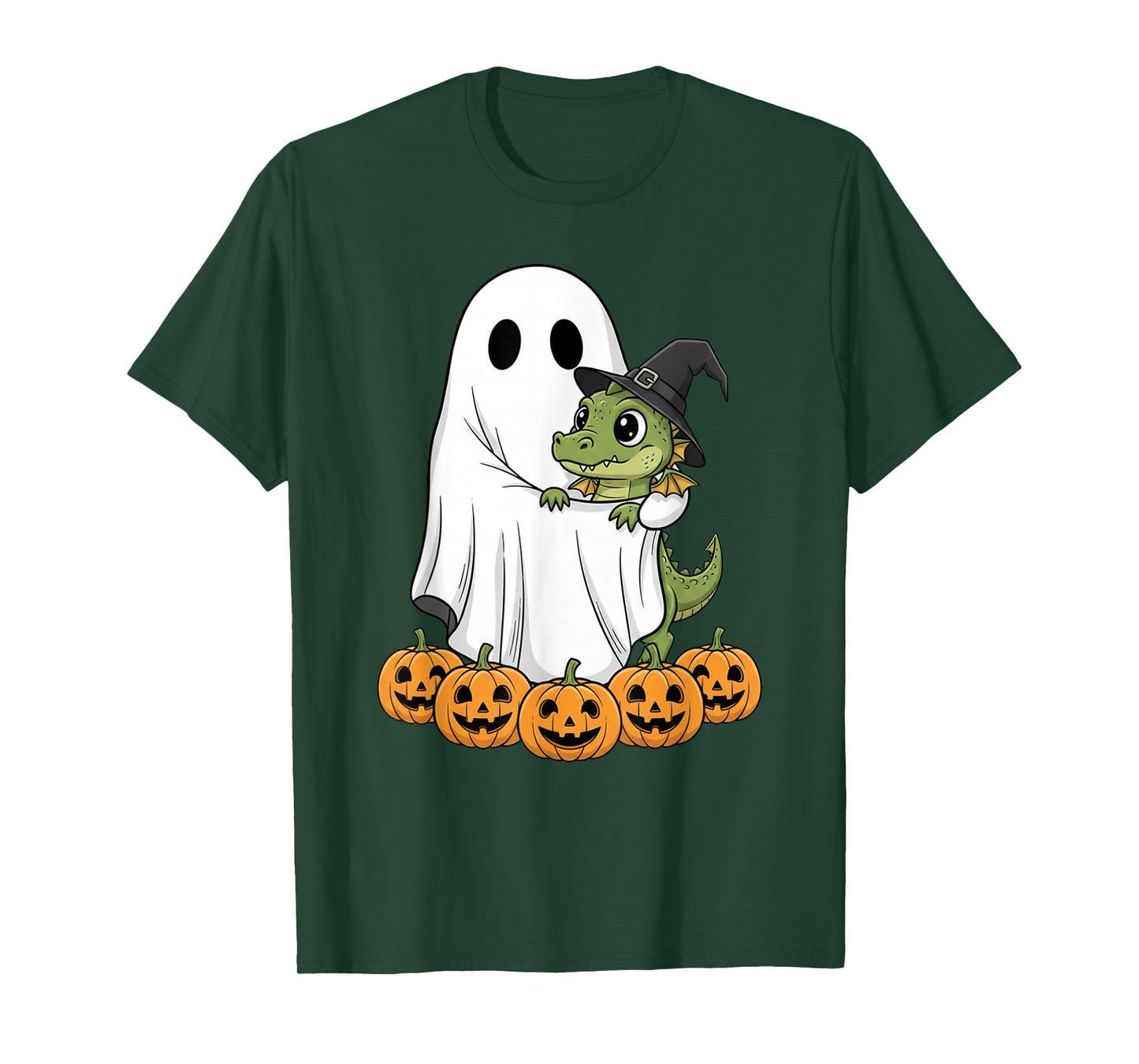 Funny Ghost Dragon Pumpkin Halloween Kids Mens Womens T-Shirt