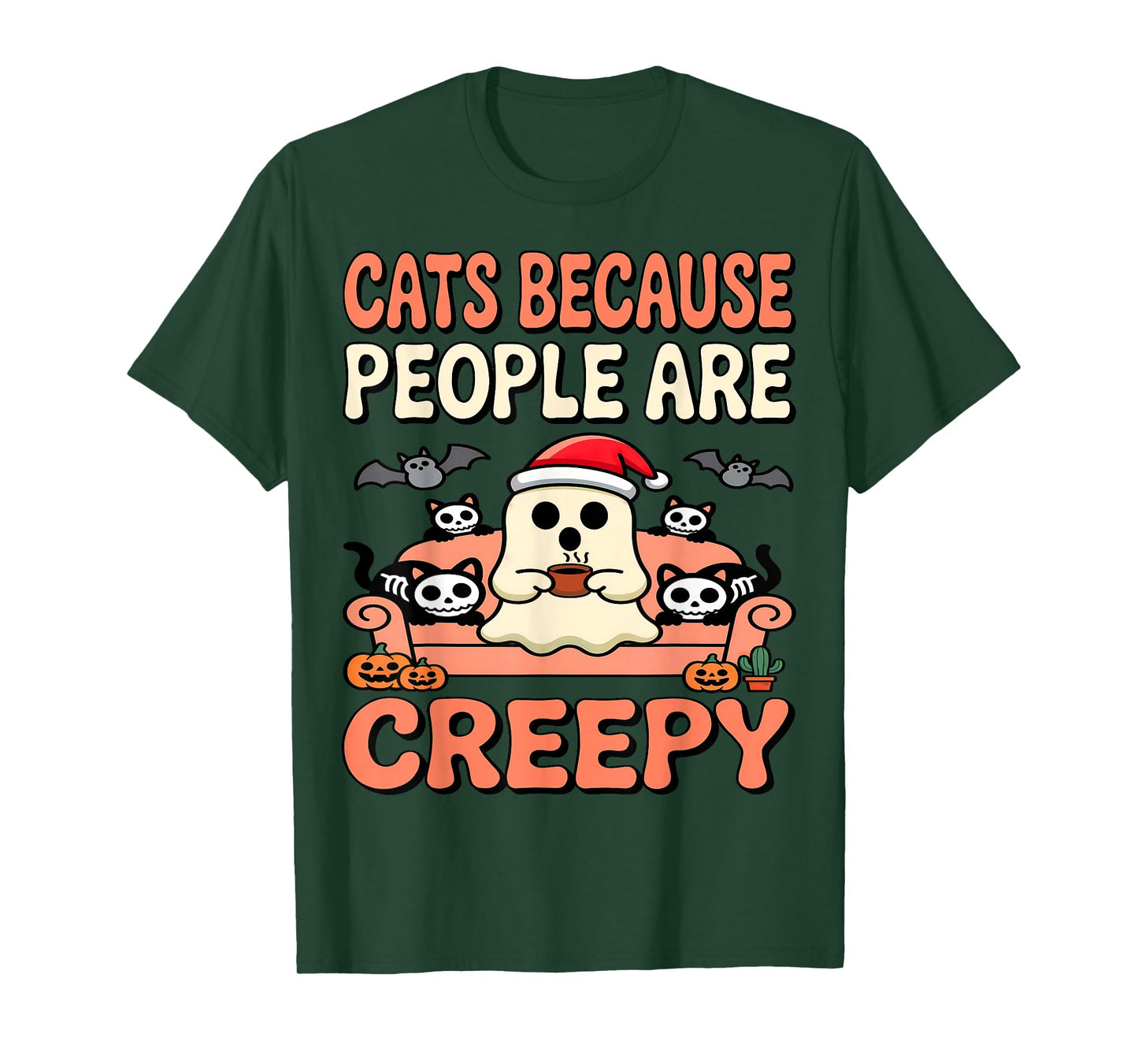 Cats Because People are Creepy Halloween Cute Cat Pet Parent T-Shirt