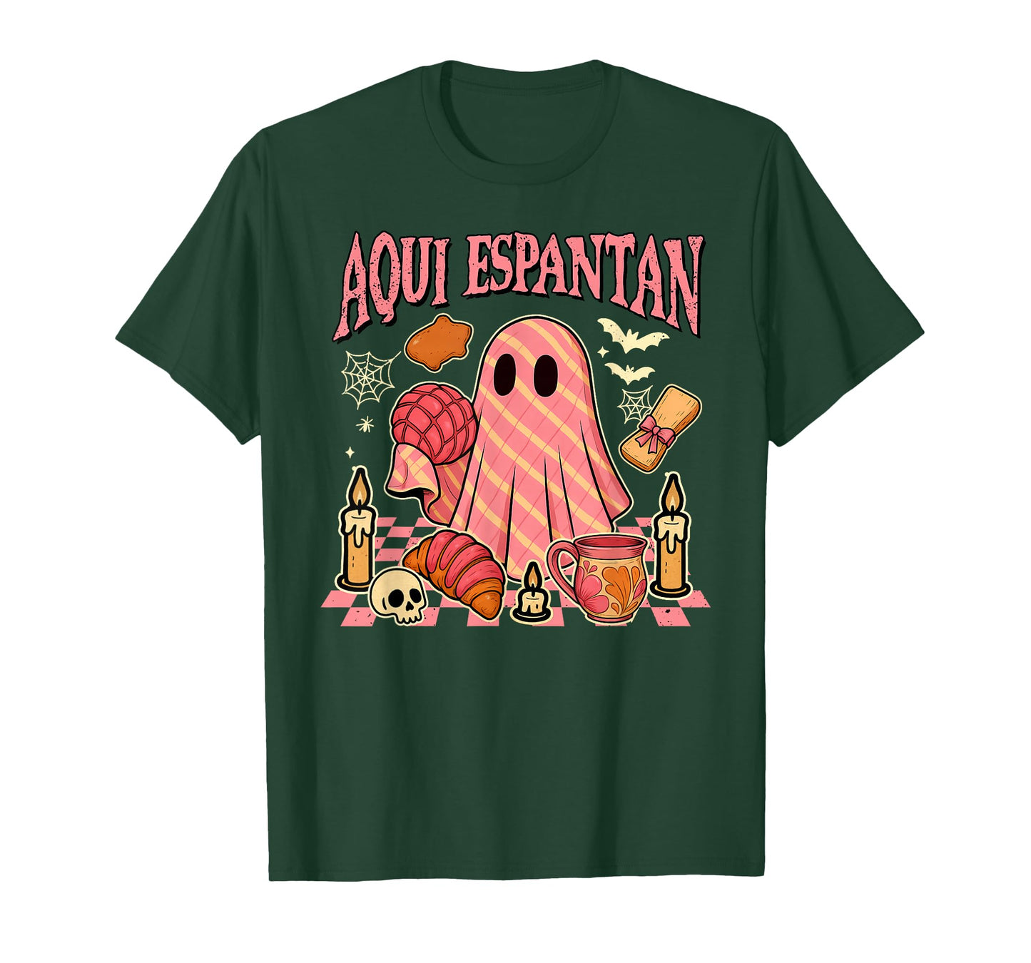 Mexican Spanish Boo Latina Halloween Spooky Aqui Espantan T-Shirt