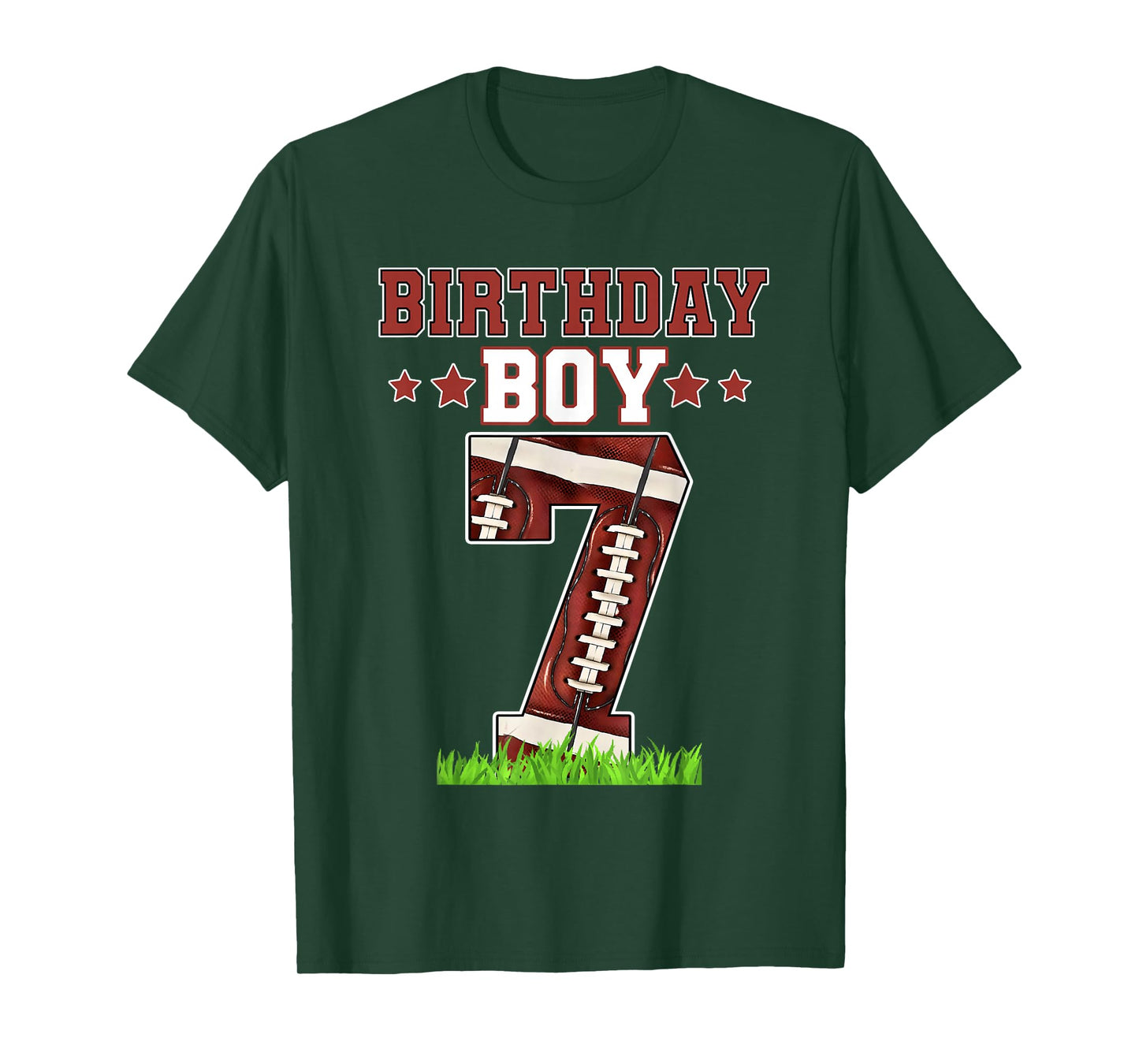 Birthday Boy 7 Football Lover Ball 7 Years Old Bday Party T-Shirt