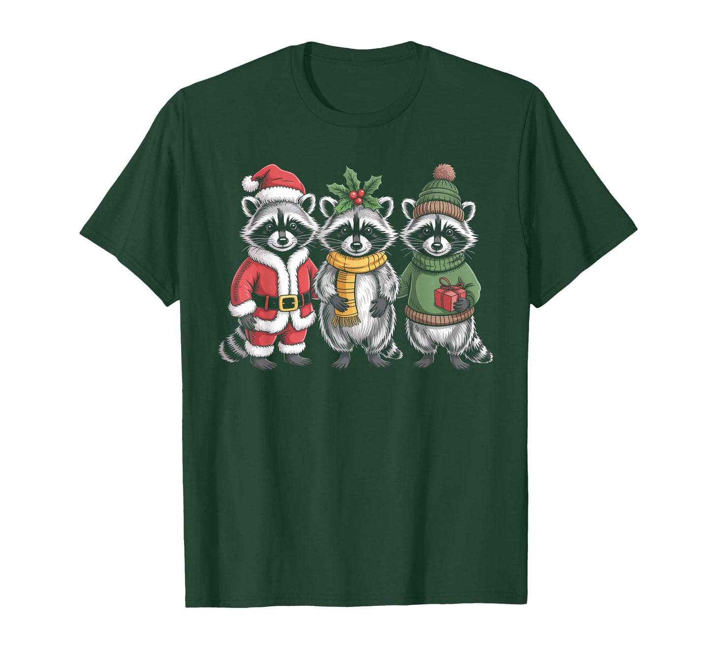 Cute Raccoon Christmas Funny Holiday Santa Claus Animal Gift T-Shirt