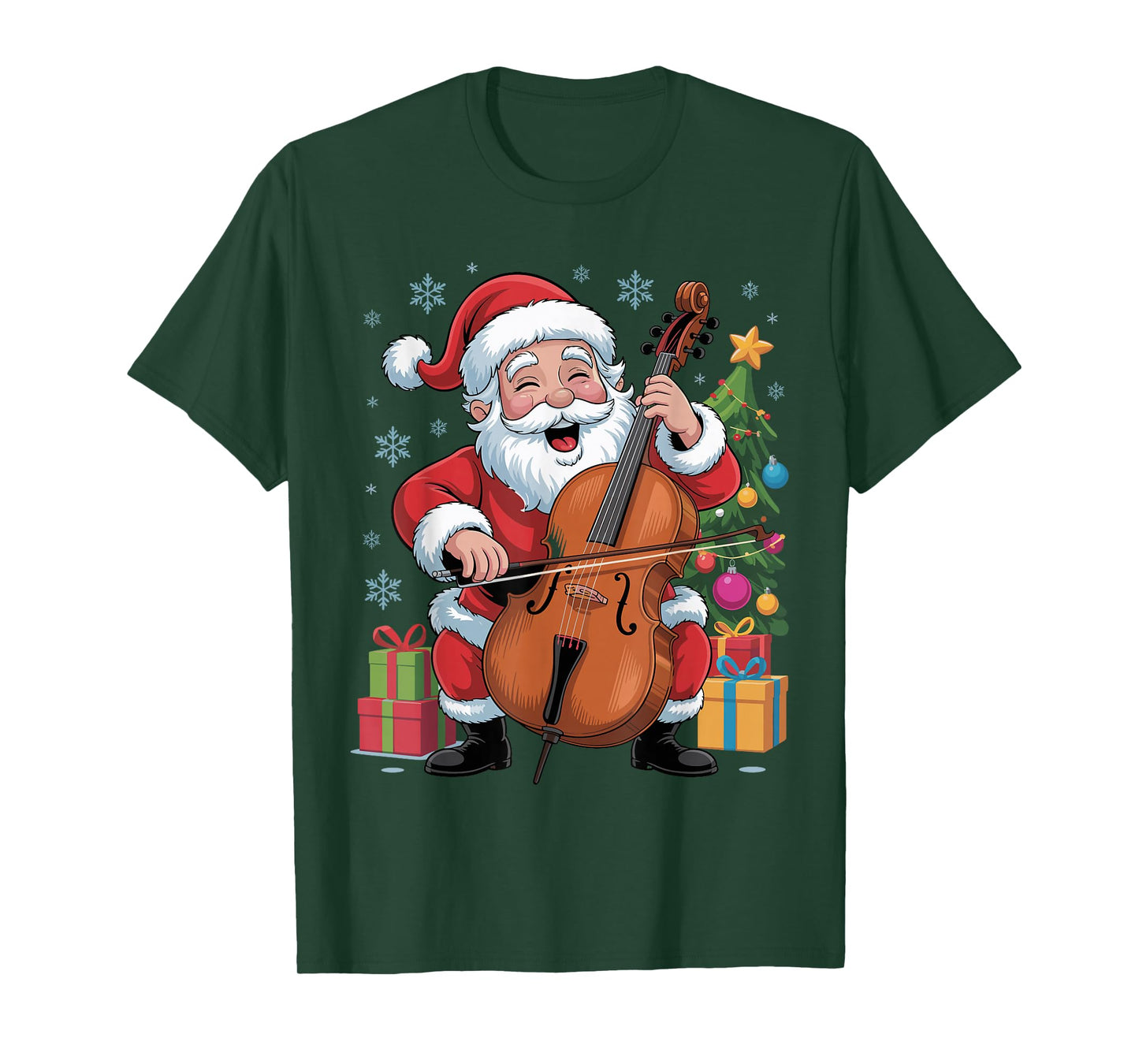 Funny Santa Playing Cello Holiday Chrismas Xmas Pajama T-Shirt