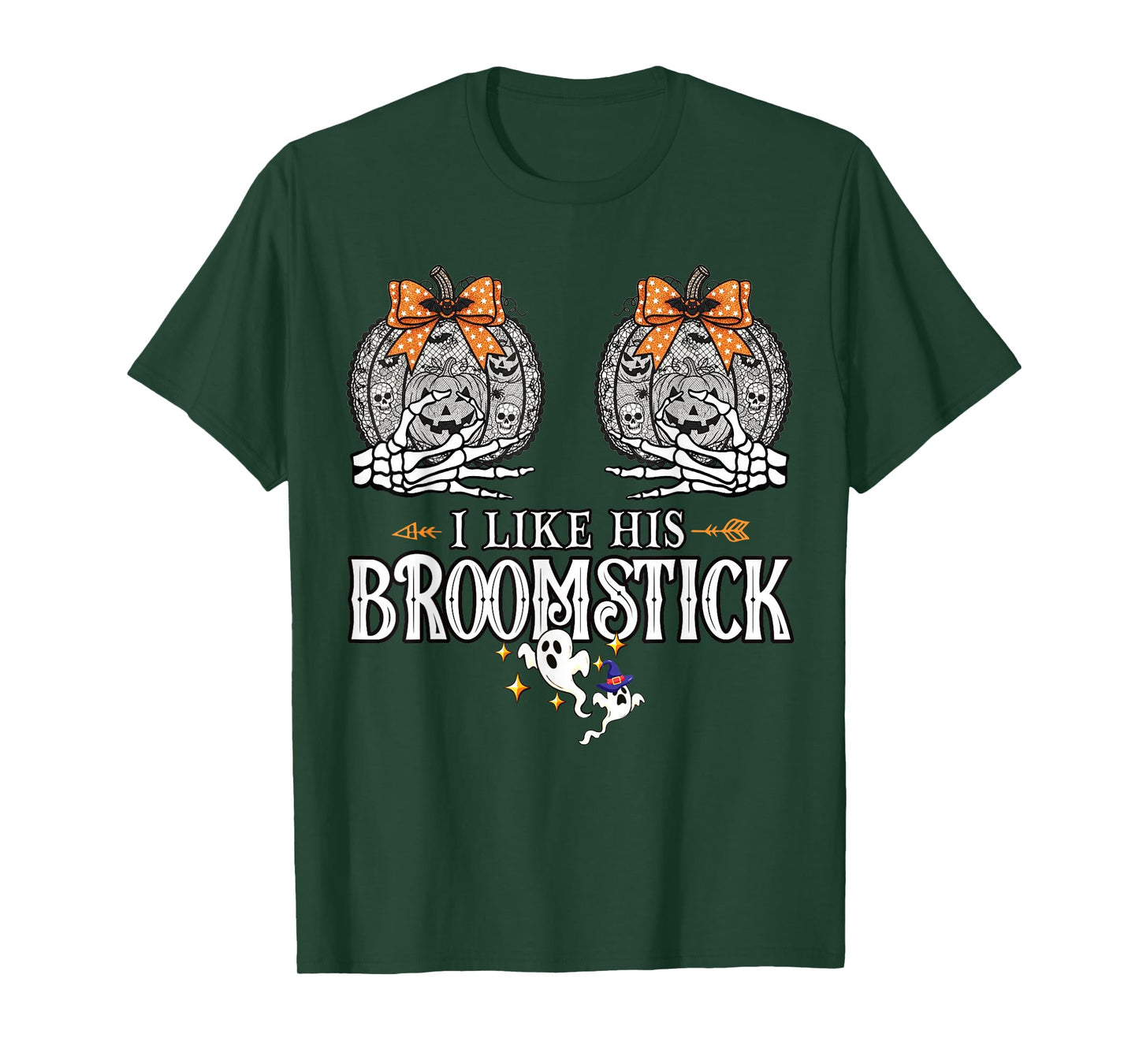 I Like His Broomstick He Likes My Pumpkins Couples Halloween T-Shirt