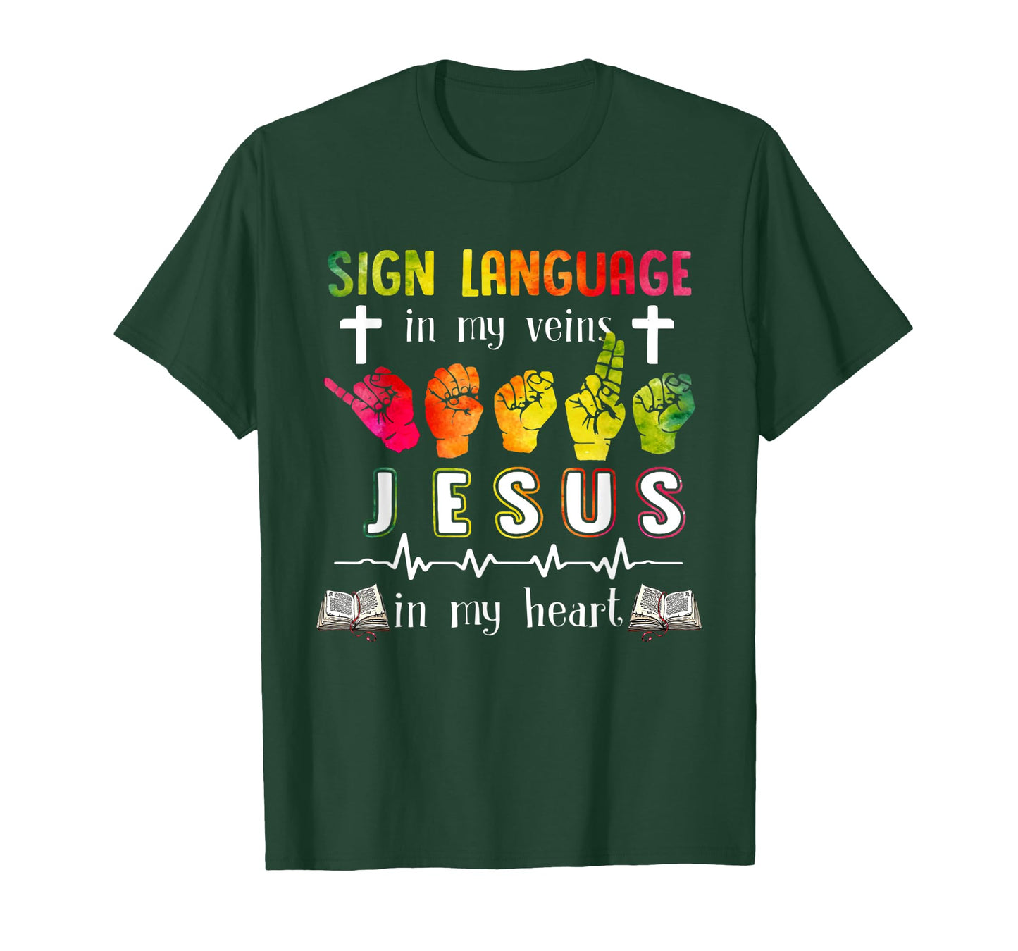 Sign Language ASL Jesus Heart Gift Apparel T-Shirt