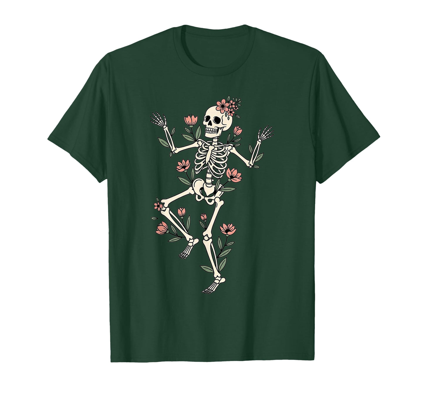 Dancing Skeleton with Flowers Macabre Halloween Eternal T-Shirt