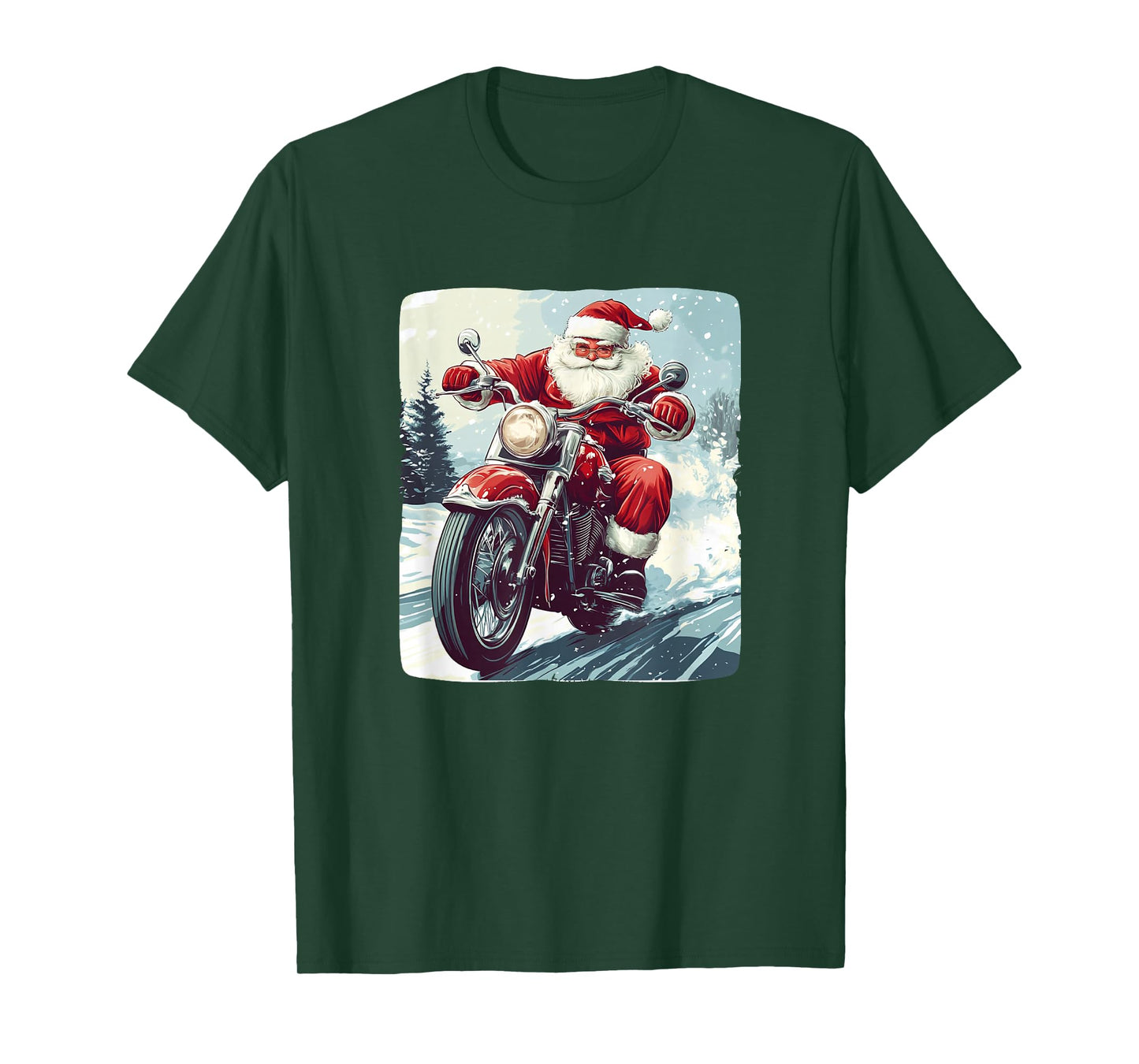Cool Biker Santa with his Motorcycle Outfit T-Shirt