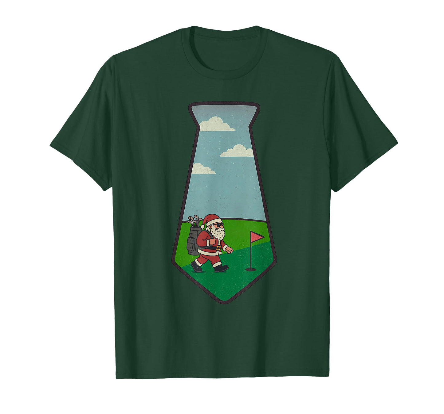 Santa Playing Golf Christmas Vintage Funny Xmas T-Shirt