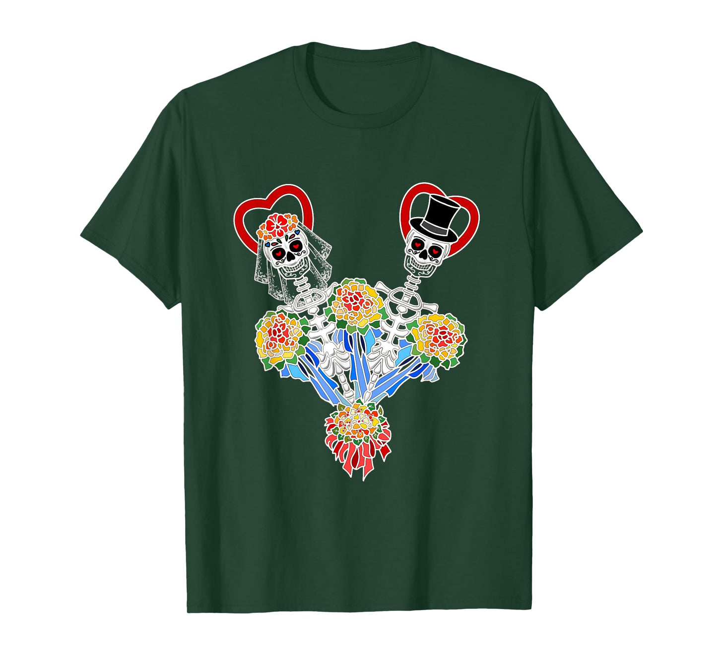 Funny Halloween Skeleton Couple Bride and Groom T-Shirt