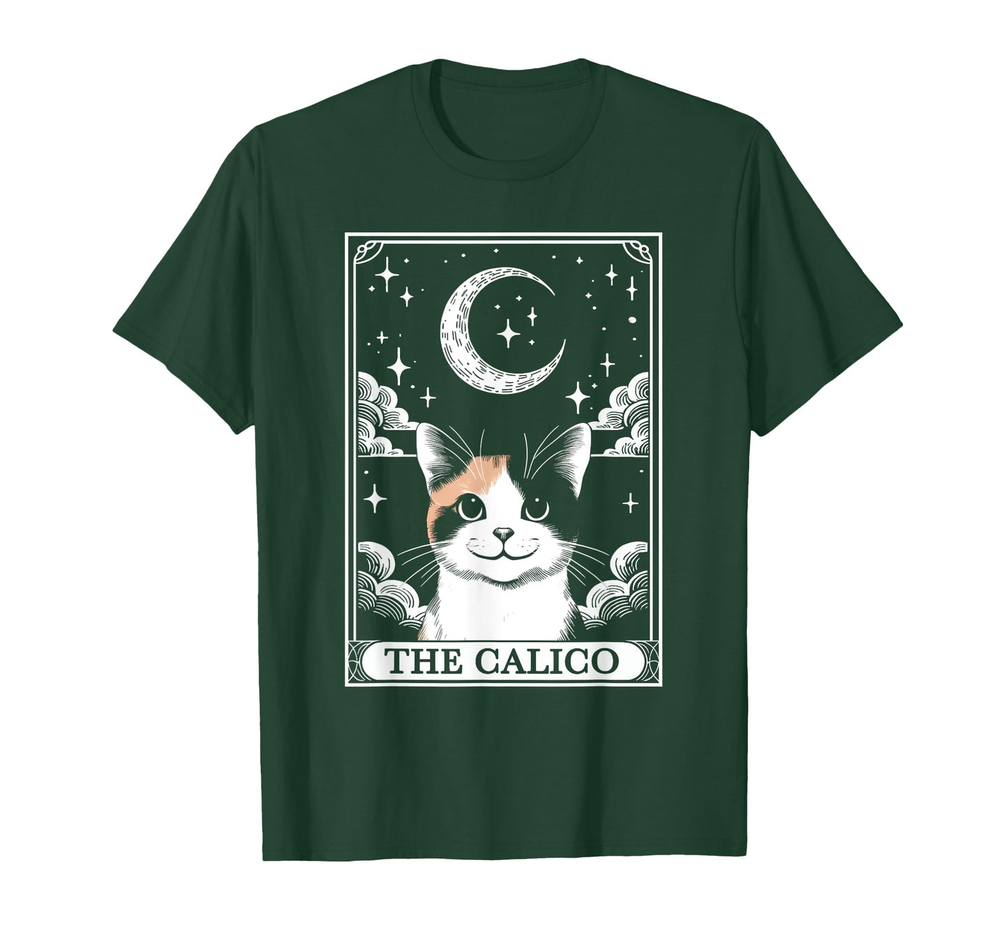 Tarot Card Vintage Crescent Moon Calico Cat Mom Cat Lovers T-Shirt for Men Women Kids