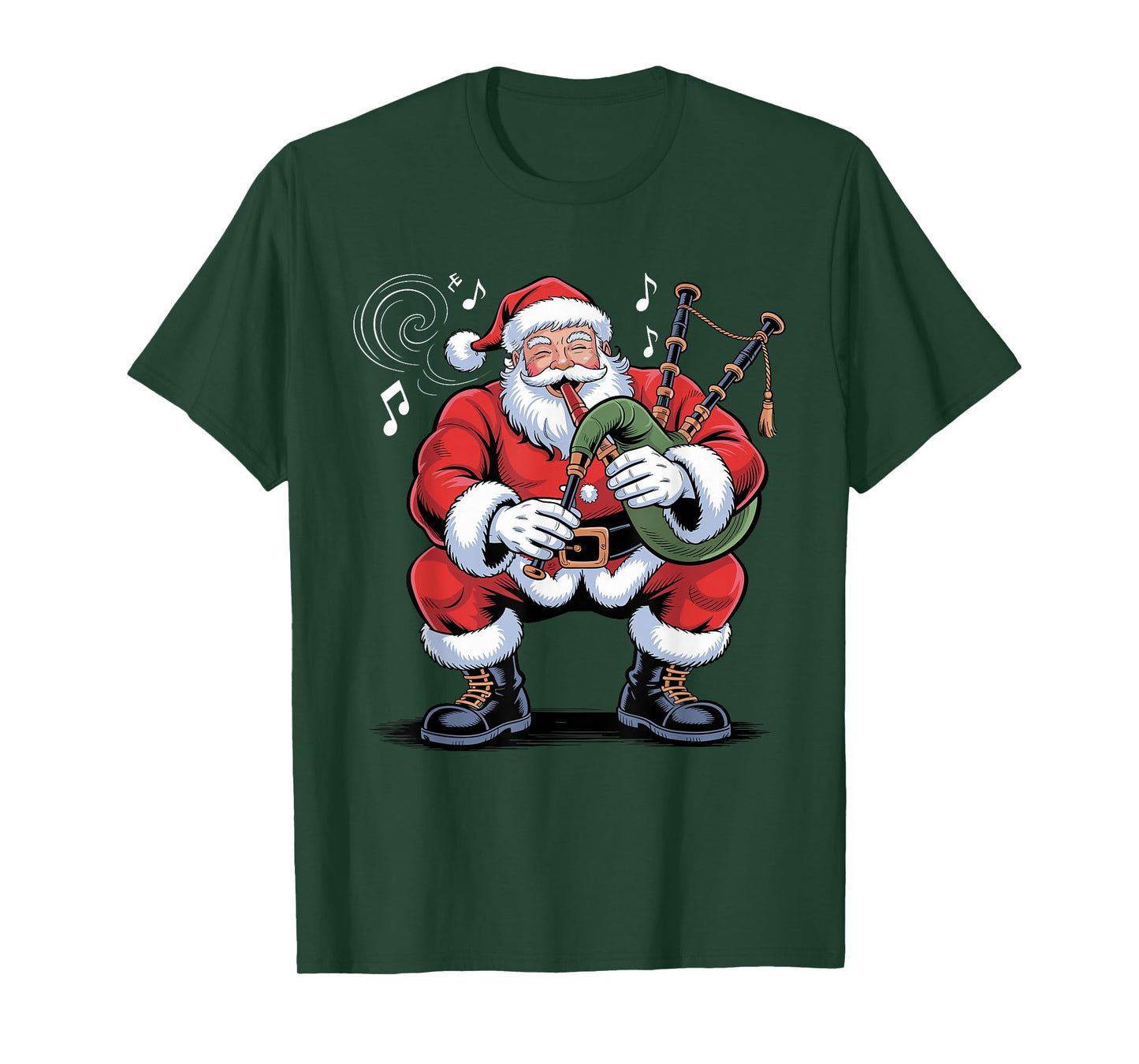 Santa Playing Bagpipes Funny Holiday Chrismas Xmas Pajama T-Shirt