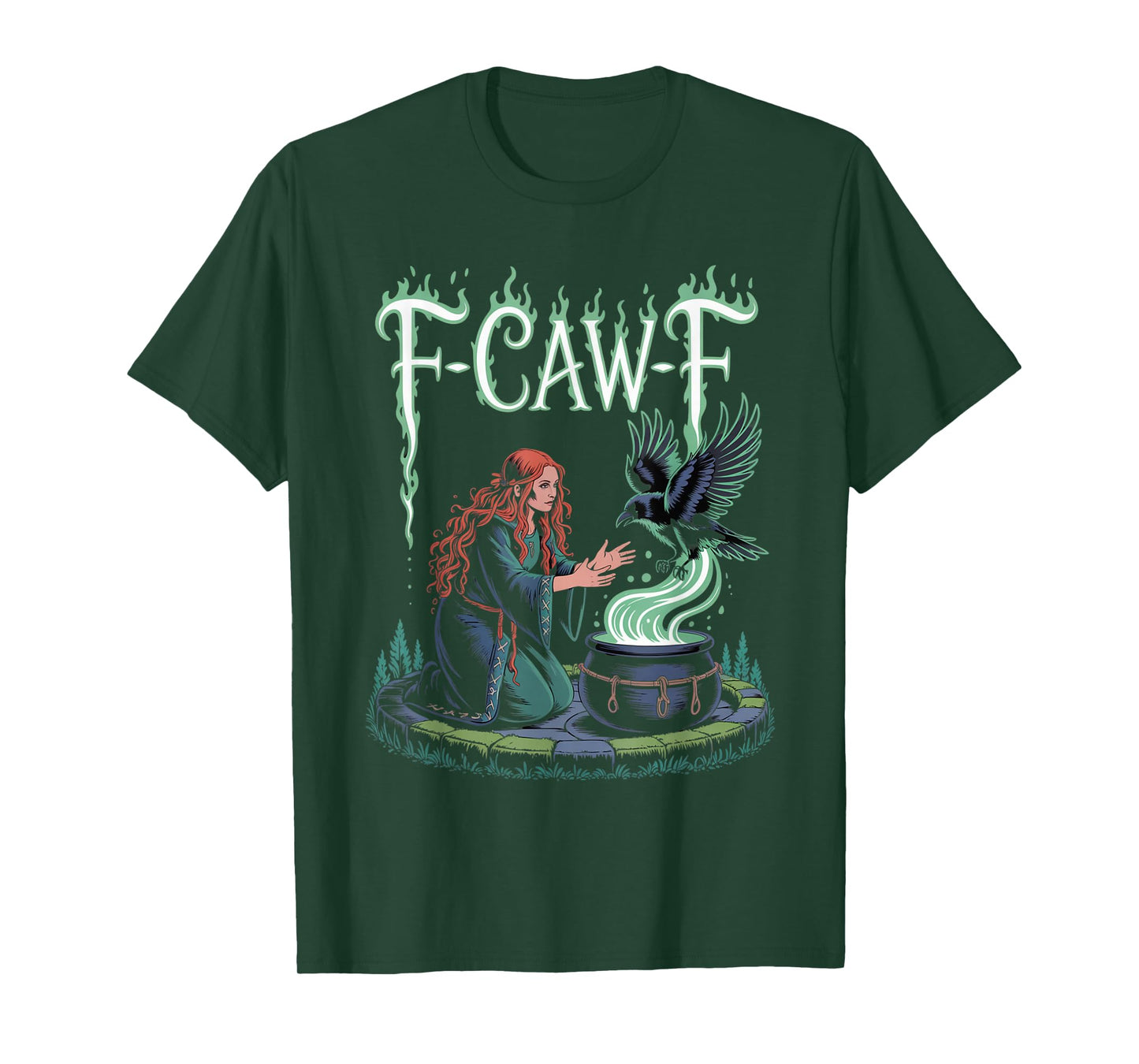 F-Caw-F Crow Funny Gothic Moon Black Bird Halloween T-Shirt