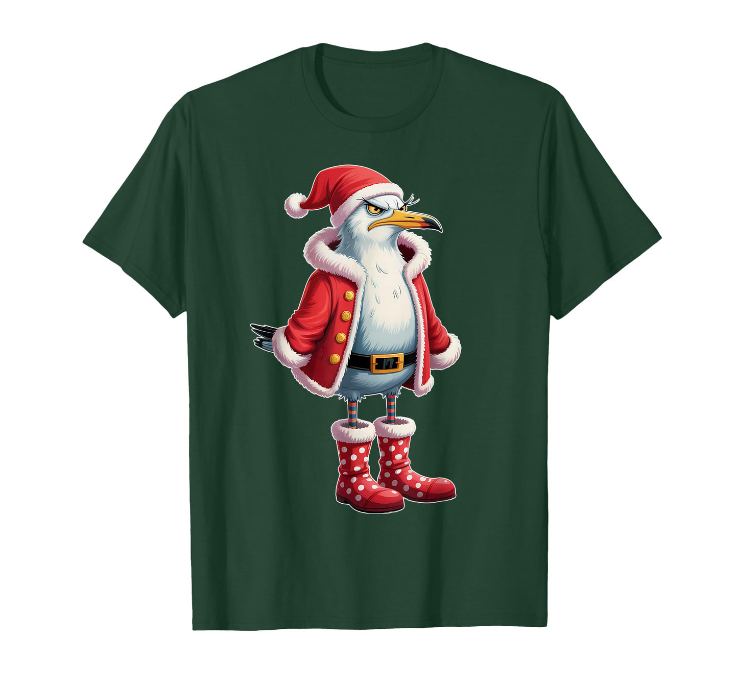 Funny Christmas Seagull Santa Humor T-Shirt