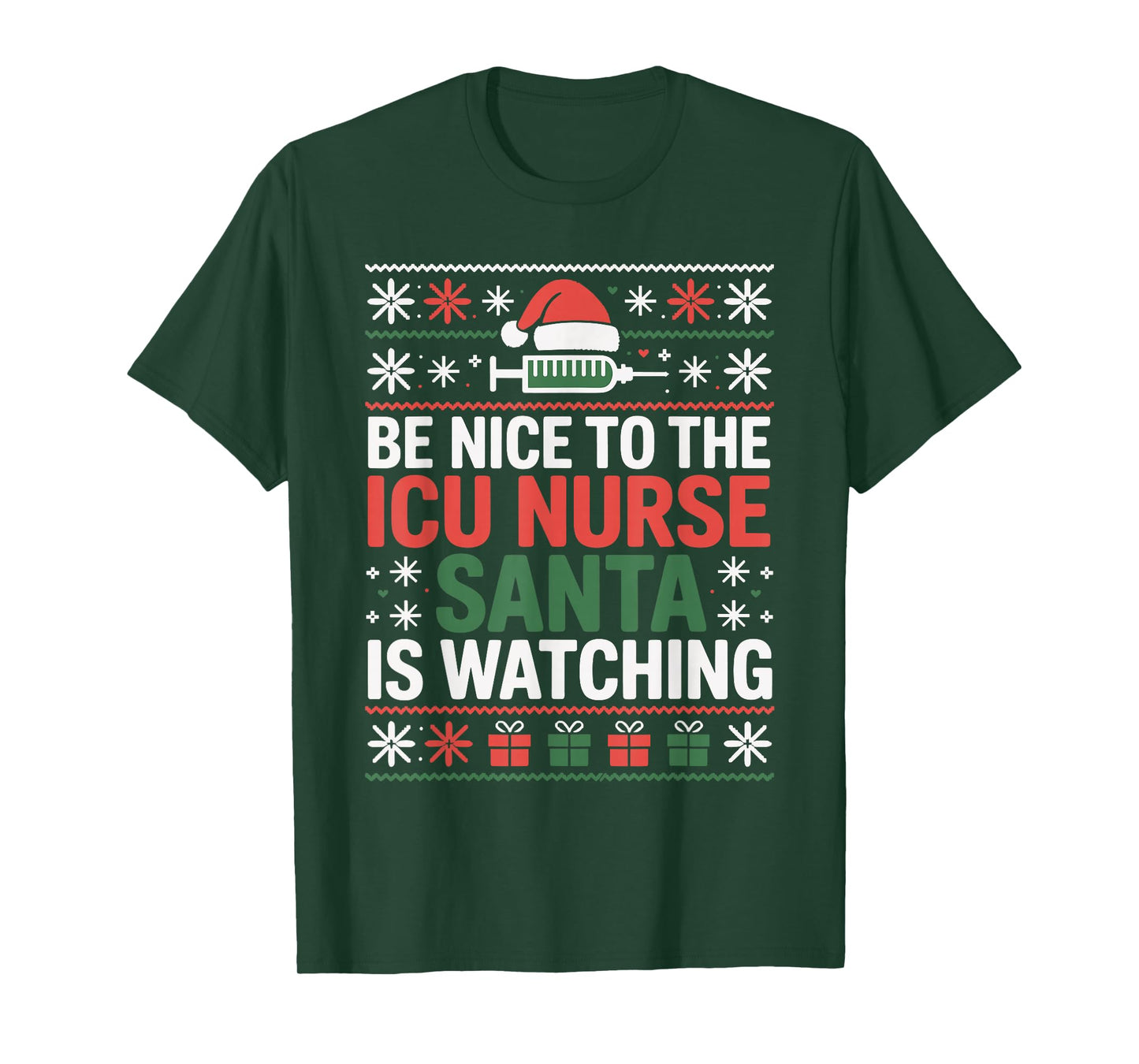 Funny ICU Nurse Ugly Christmas Sweater Critical Care Xmas T-Shirt