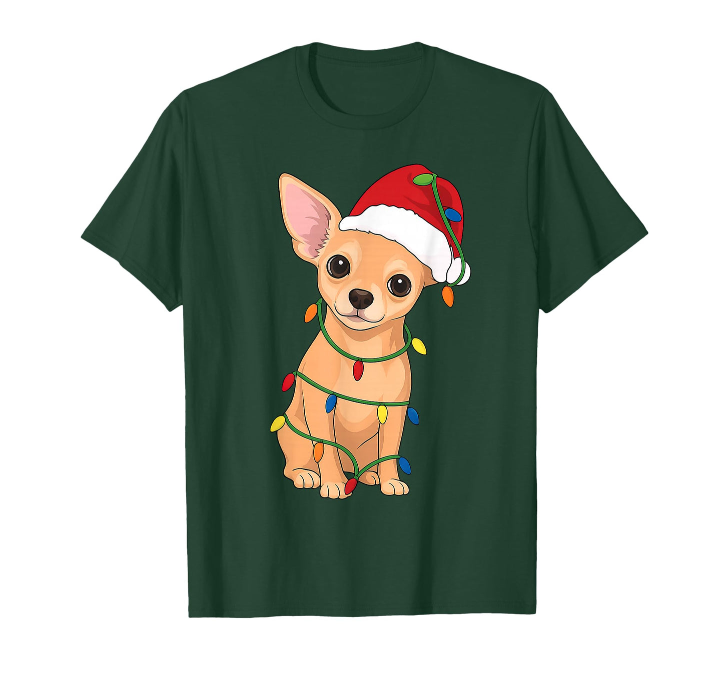 Chihuahua Christmas Tree Lights Holiday Dog Lover T-Shirt