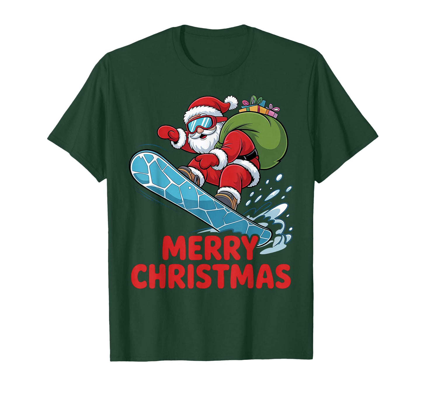 Merry Christmas Santa Riding a Snowboard Funny Snowboarding T-Shirt