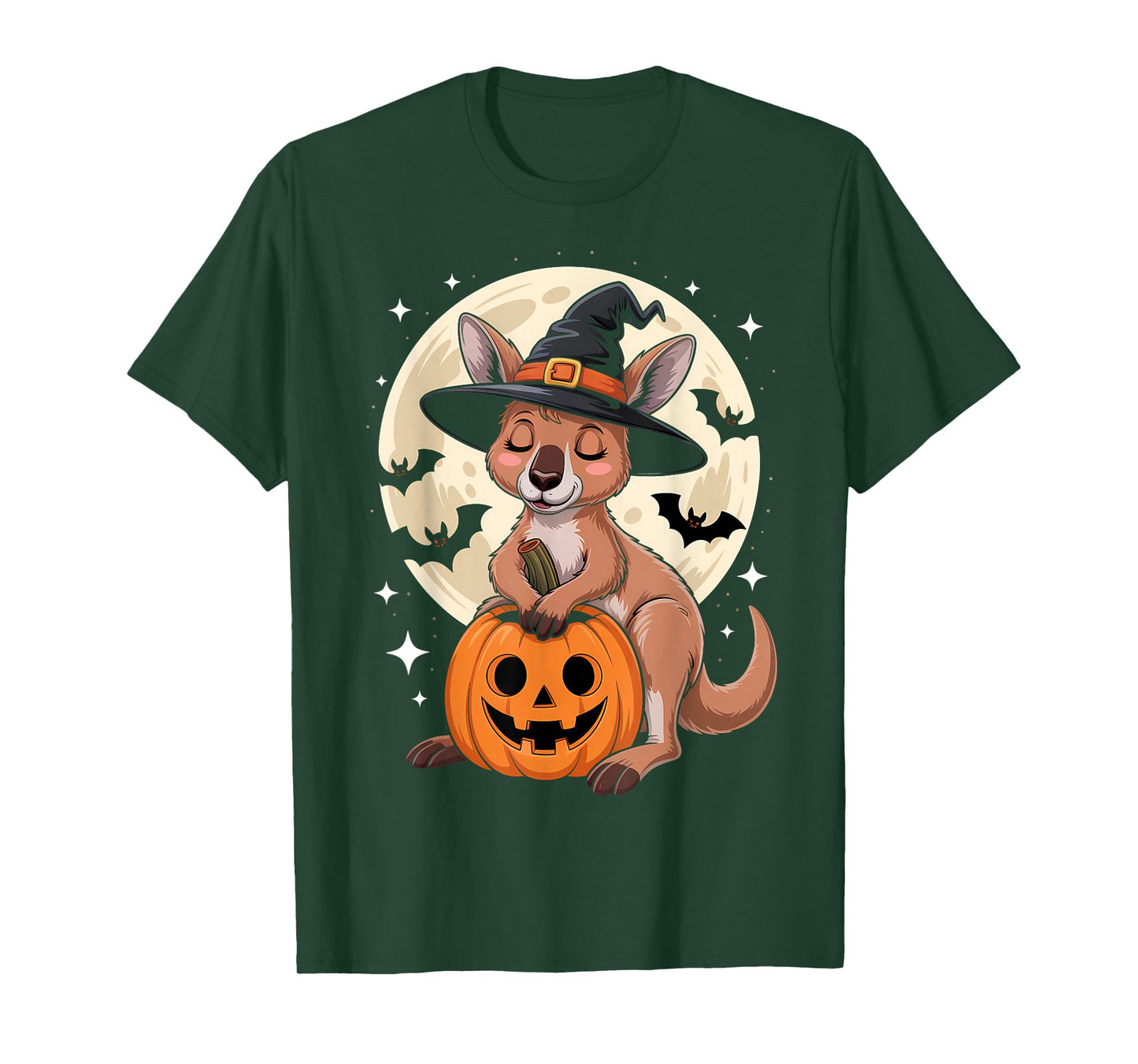 Halloween Kangaroo Witch Hat Pumpkin Spooky T-Shirt