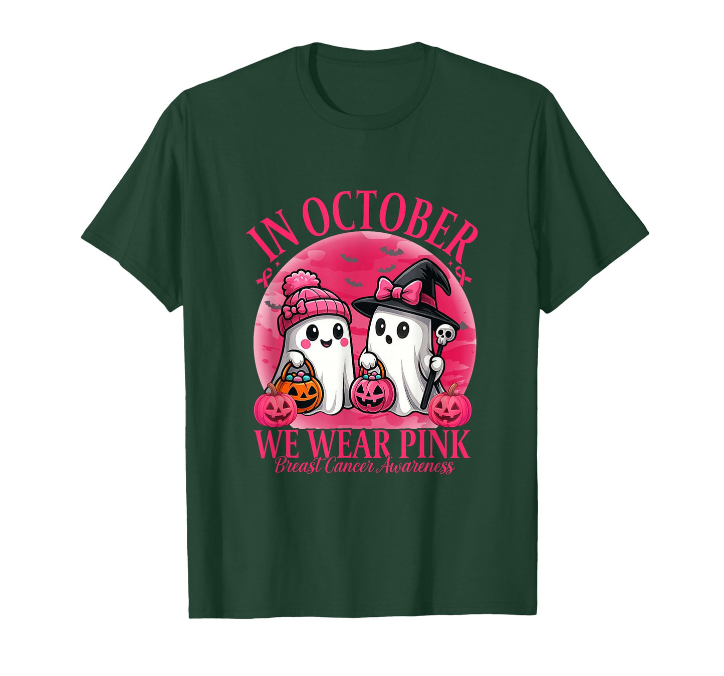 Breast Cancer Halloween Women in October We Wear Pink T-Shirt