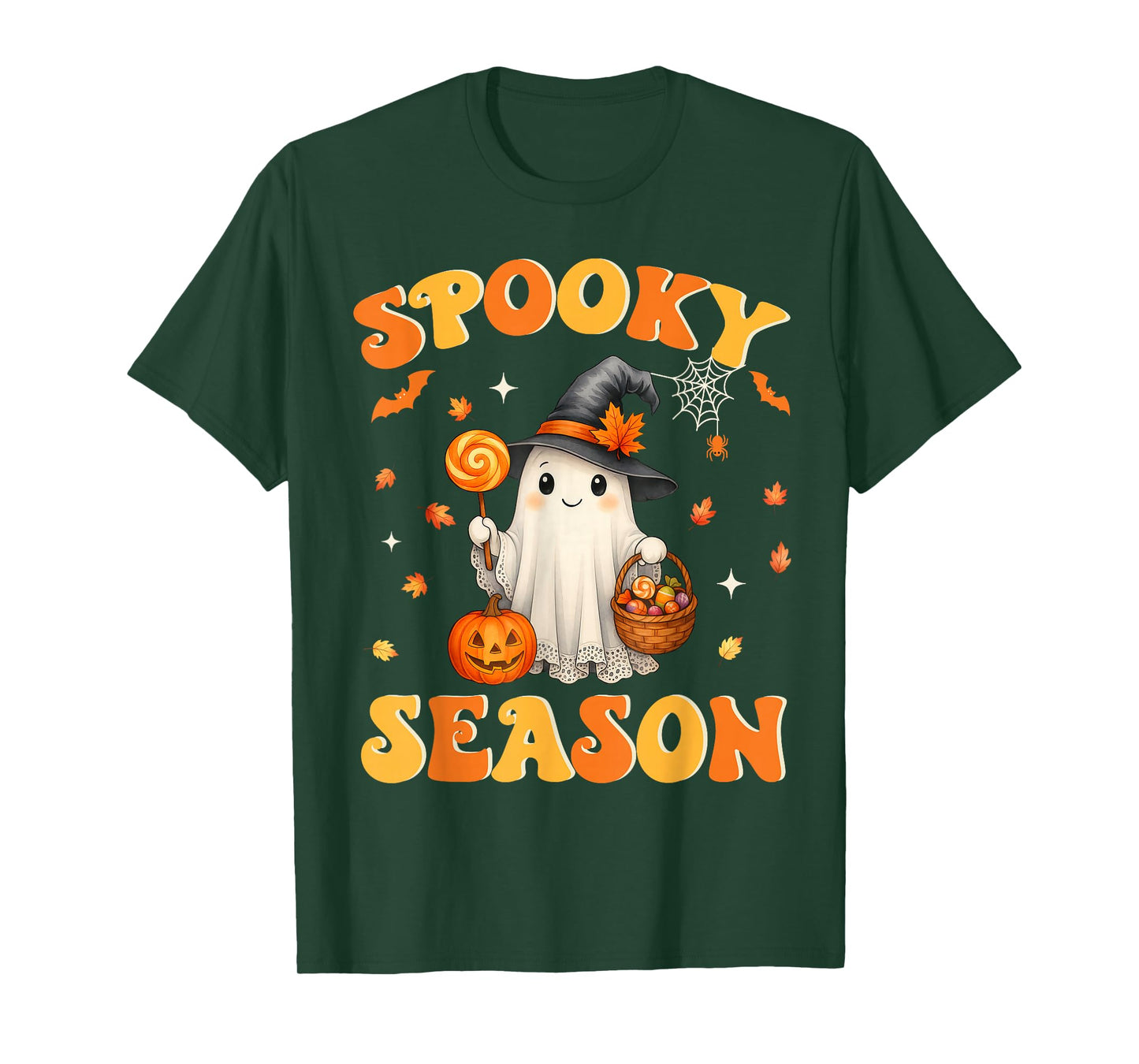 Spooky Season Retro Happy Halloween Ghost Women Girl T-Shirt