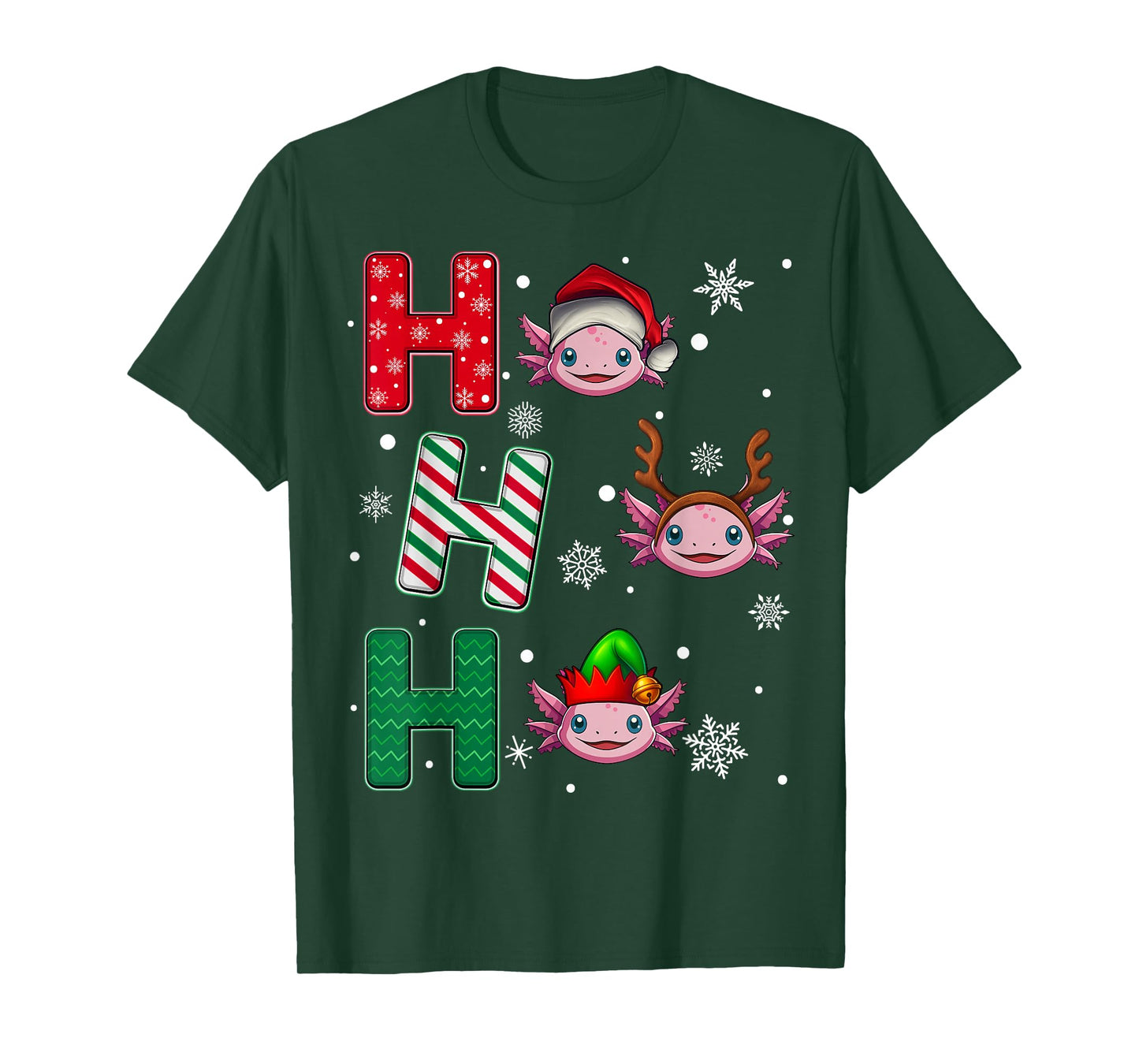 Ho Ho Ho Axolotl Animal Matching Santa Elf Xmas T-Shirt