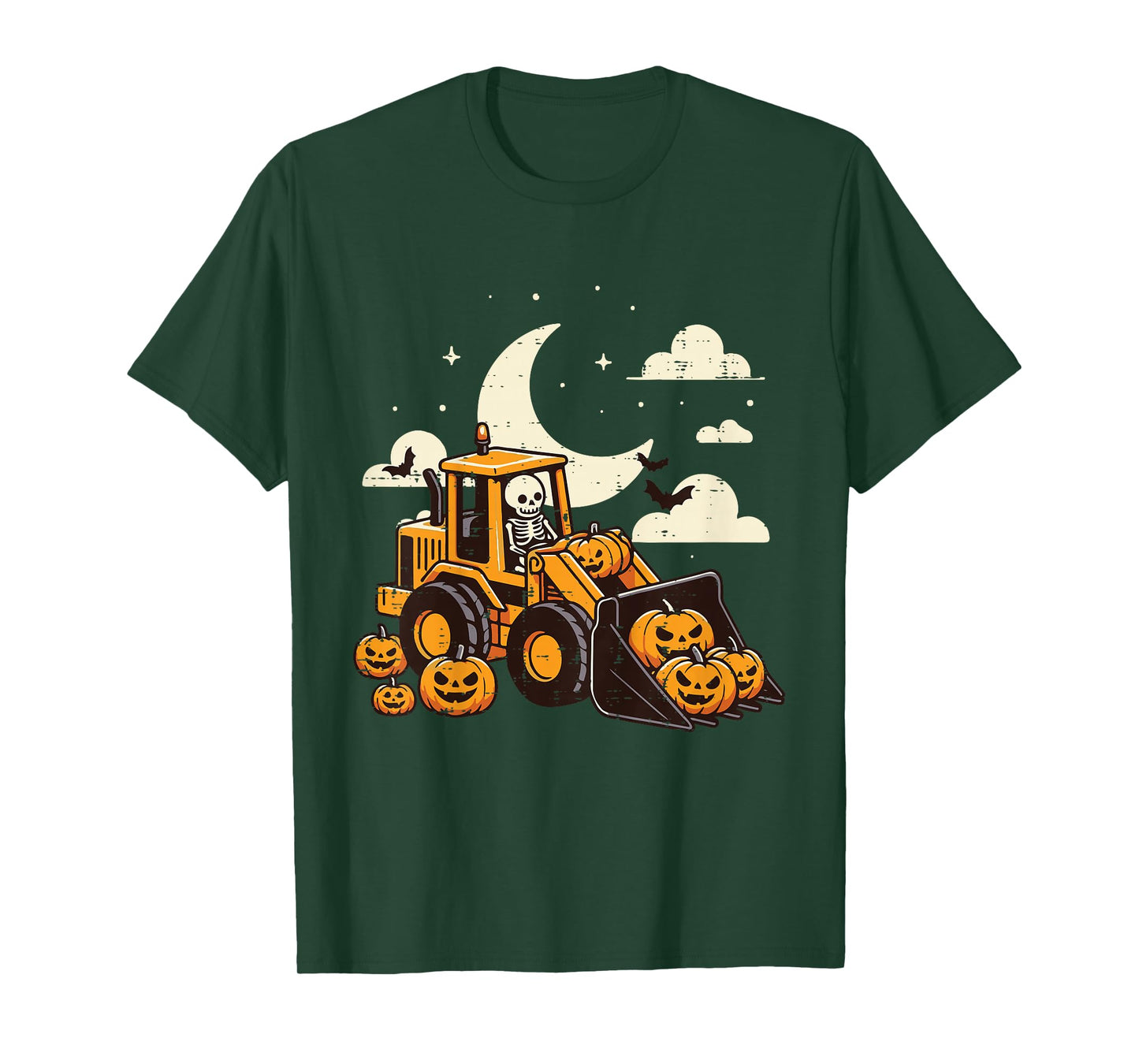 Kids Bulldozer Construction Pumpkin Halloween Toddler Boys Kids T-Shirt