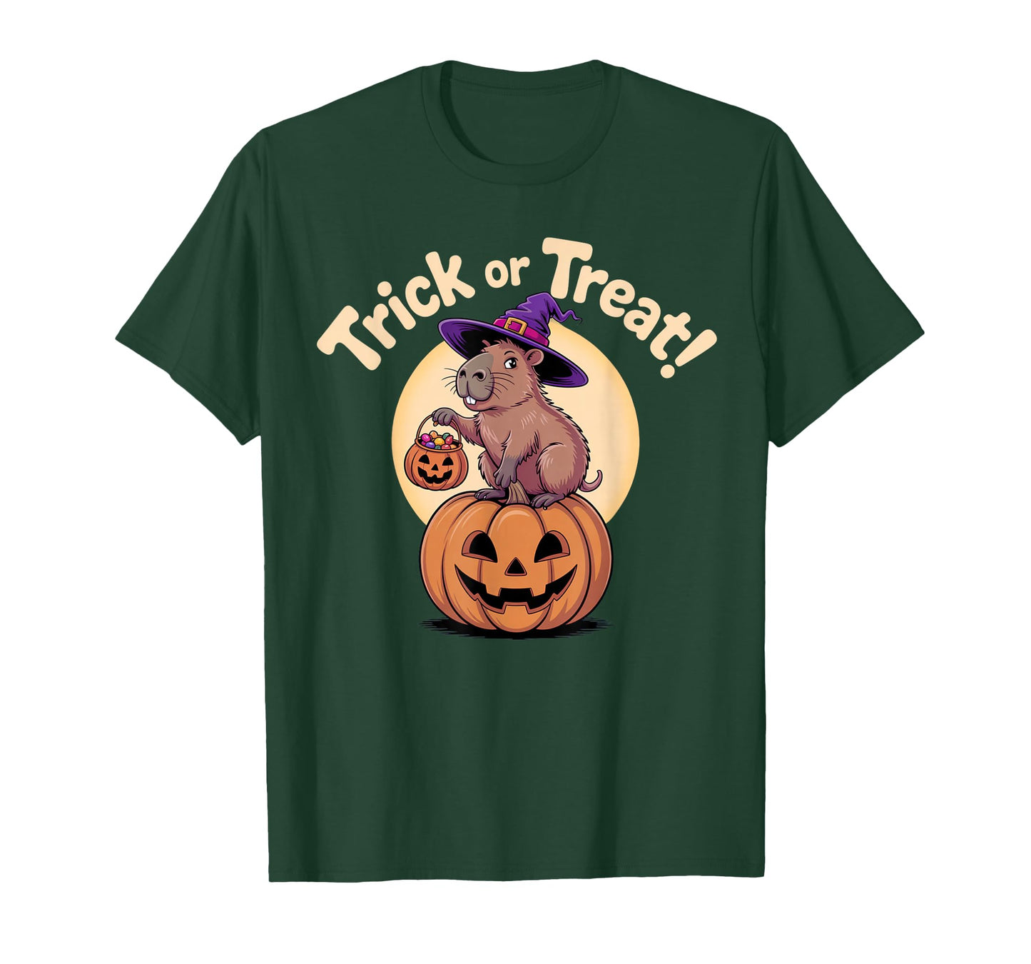 Funny Capybara Trick or Treat Halloween Pumpkin T-Shirt