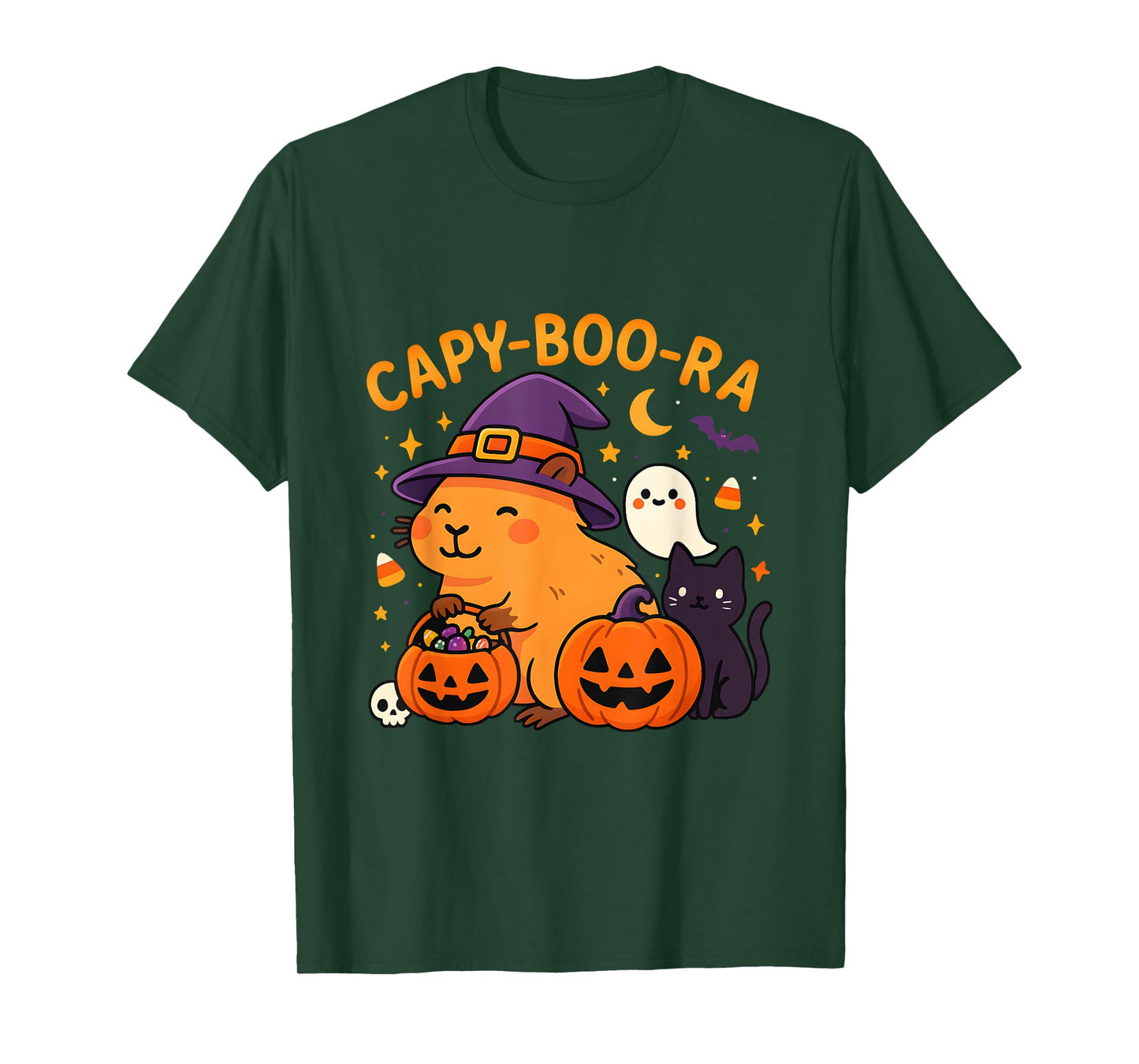 Capy-Boo-ra Cute Halloween Capybara Ghost Pun Design T-Shirt