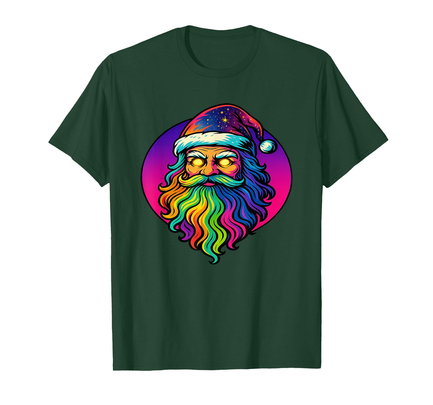 Hippie Holiday Psychedelic Rainbow Santa Groovy Christmas T-Shirt