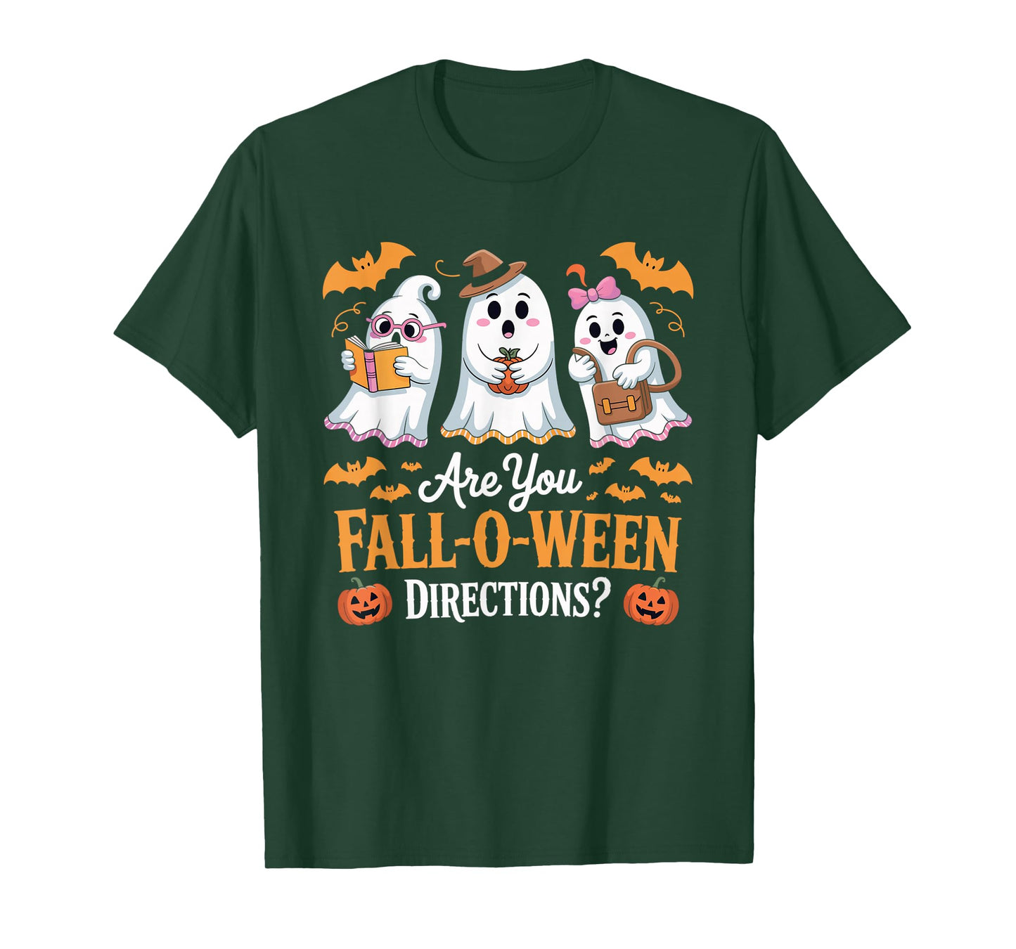 Fall-O-Ween Directions Funny Halloween Teacher Ghost Joke T-Shirt
