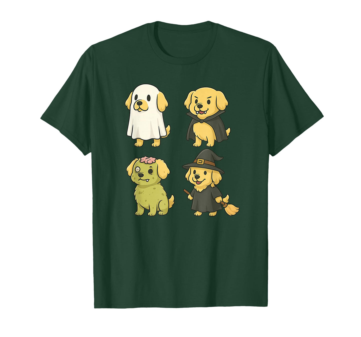 Golden Retriever Halloween Ghost Witch Vampire Zombie T-Shirt