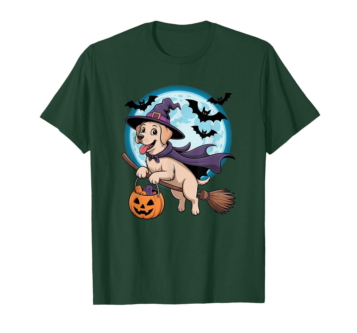 Halloween Witch Labrador Retriever Moon T-Shirt