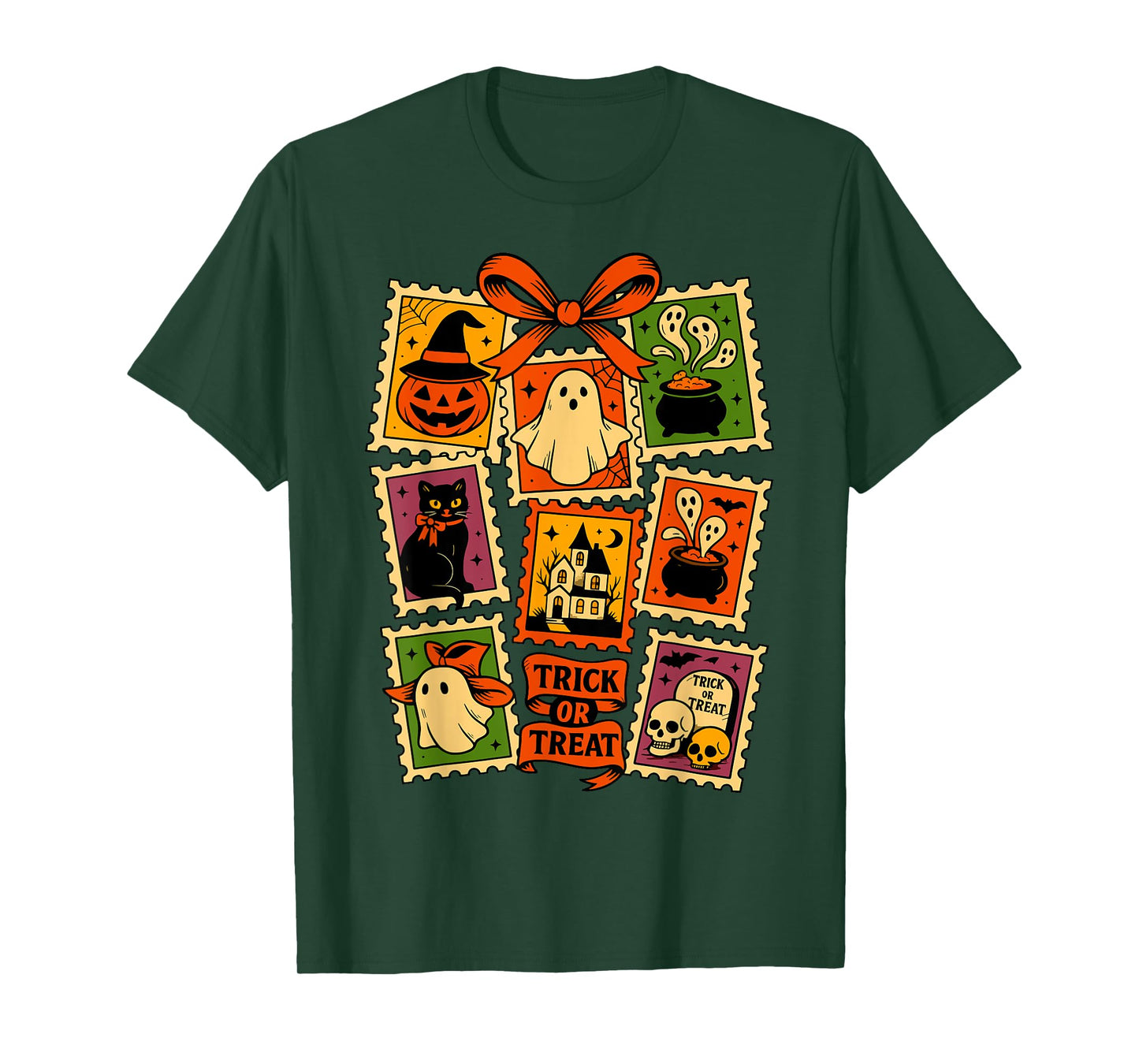 Trick Or Treat Vintage Halloween Retro Postage Stamp Design T-Shirt