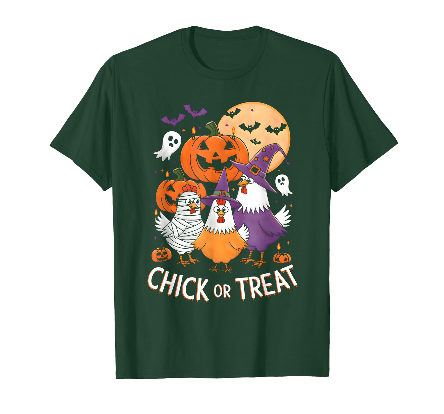 Chick Or Treat Funny Halloween Witch Spooky Cute Chicken T-Shirt