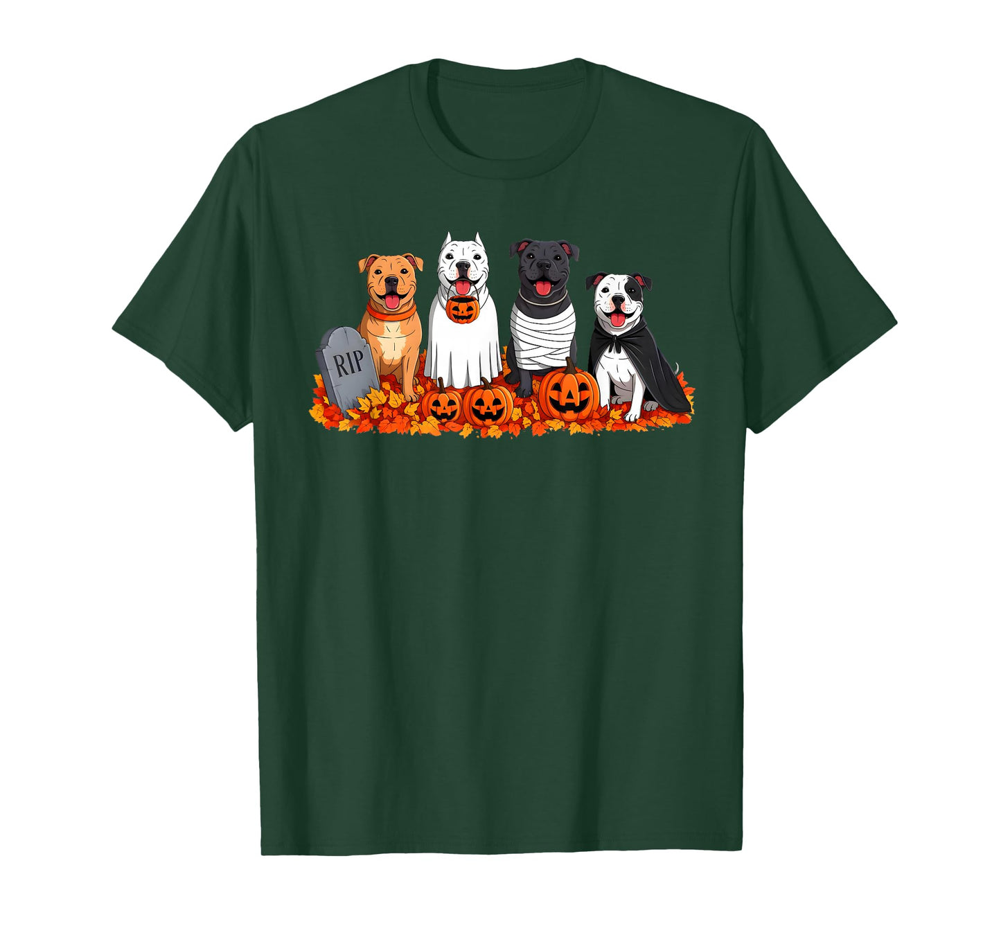 Halloween Costume Pitbull Dog Lover Ghost Pumpkin Mummy T-Shirt