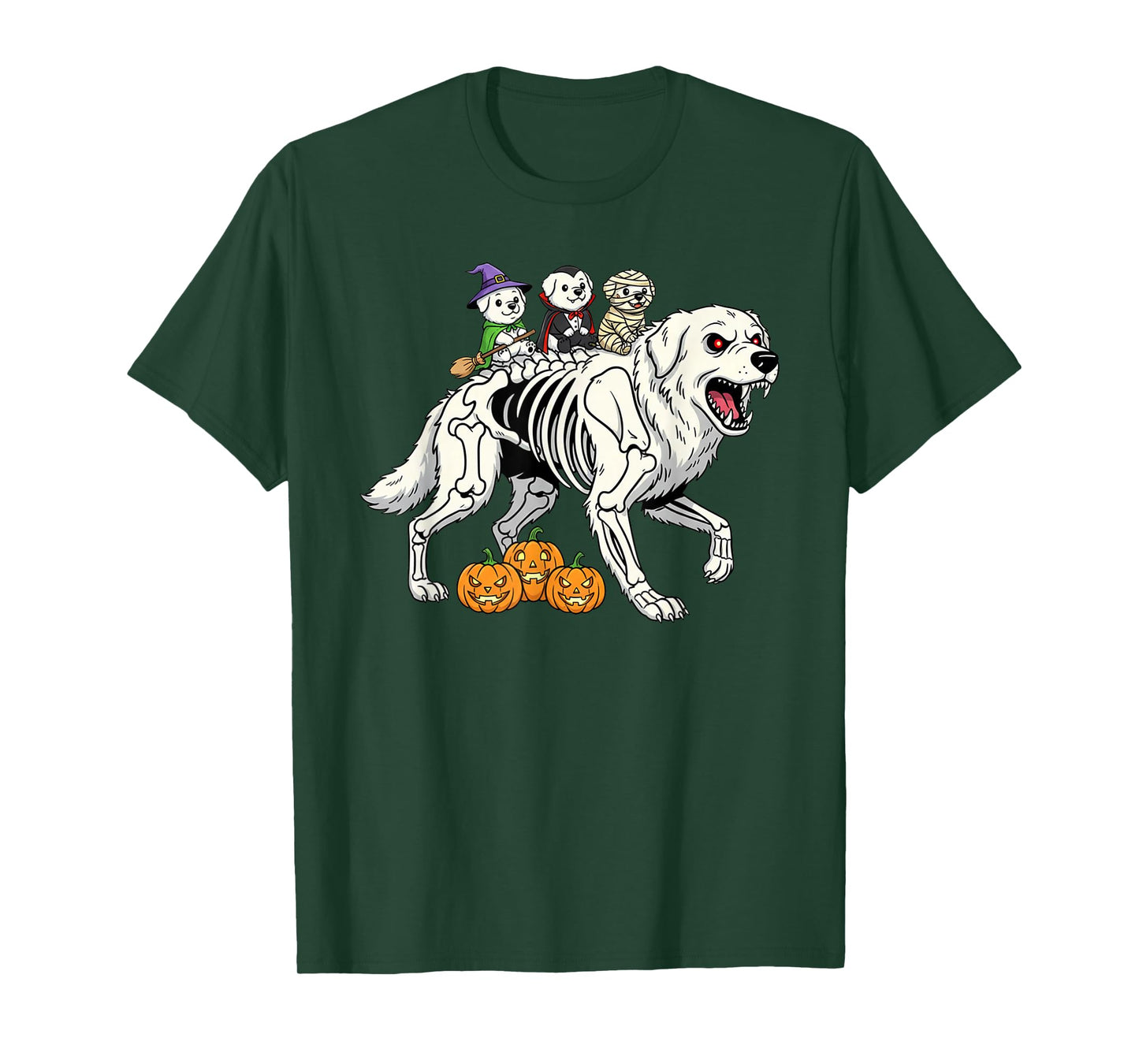 Great Pyrenees Skeleton Mummy Witch Halloween Mens Womens T-Shirt
