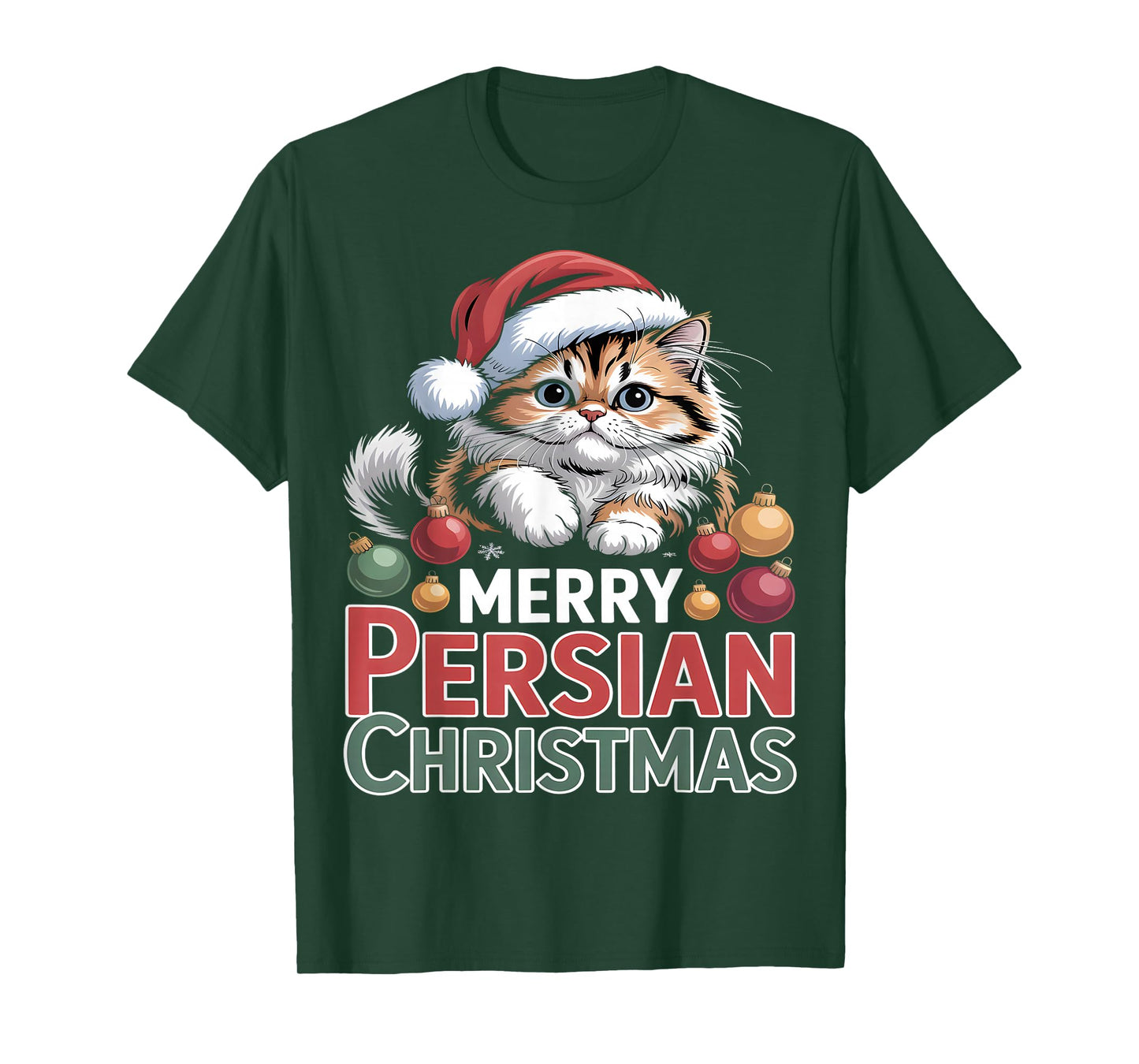 Merry Persian Christmas Cute Cat T-Shirt