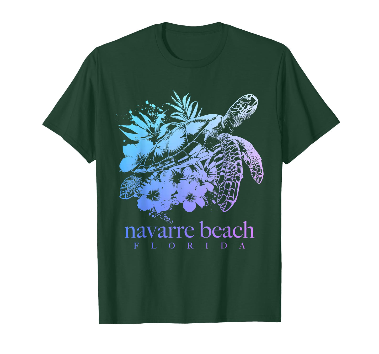 Navarre Beach Florida Turtle Flowers Surfer Souvenir T-Shirt