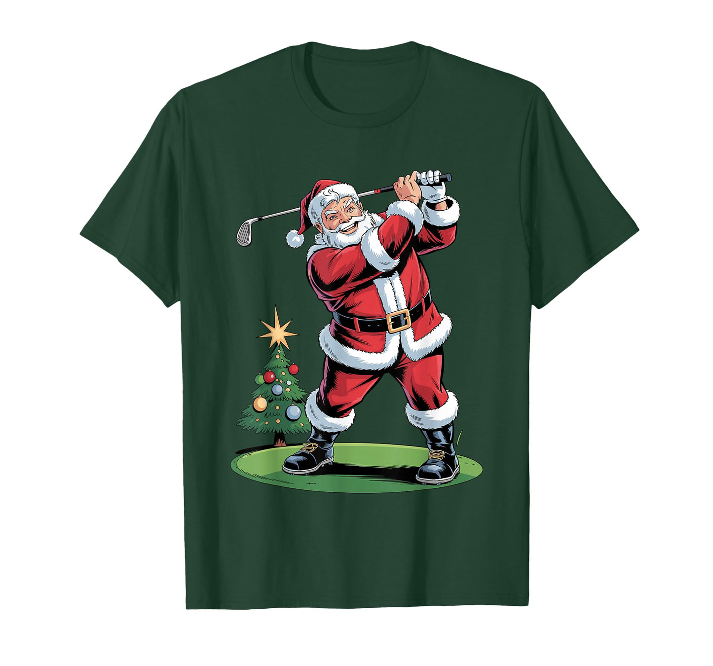 Santa Playing Golf Funny Holiday Christmas Xmas Pajama T-Shirt
