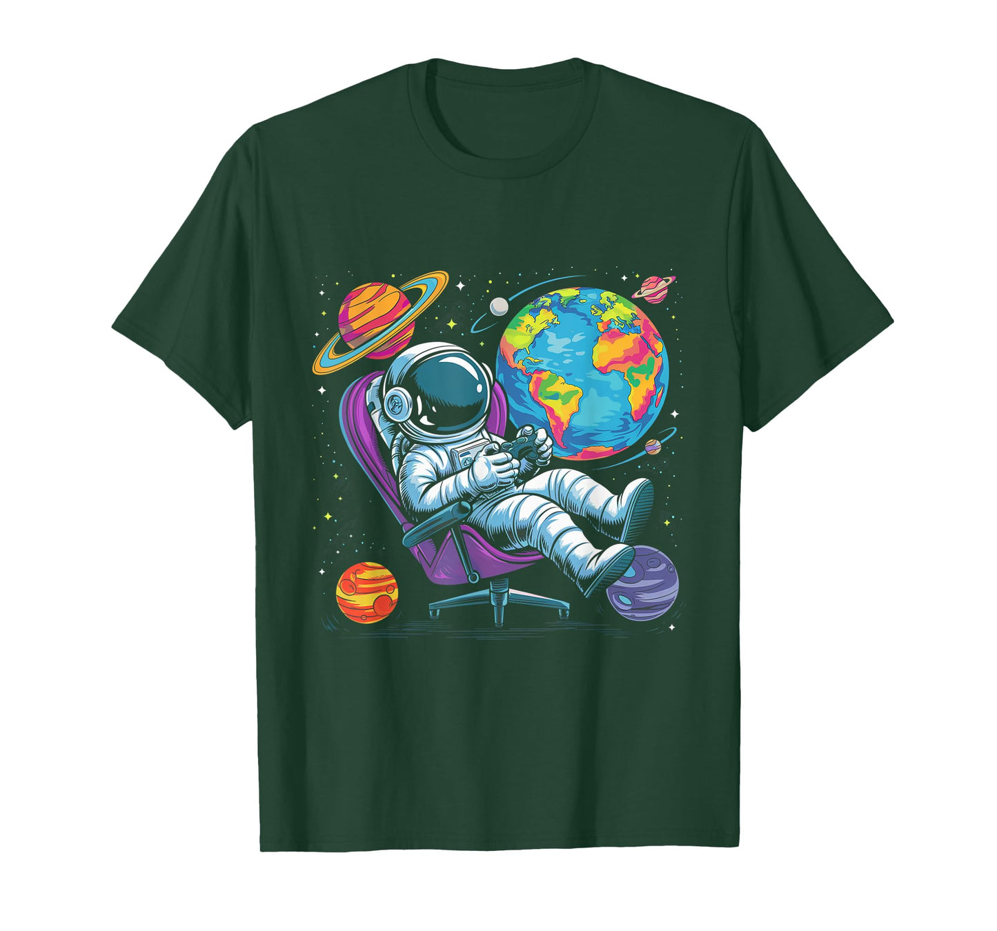 Astronaut Gamer Outer Space Men kids Gaming System Planets T-Shirt